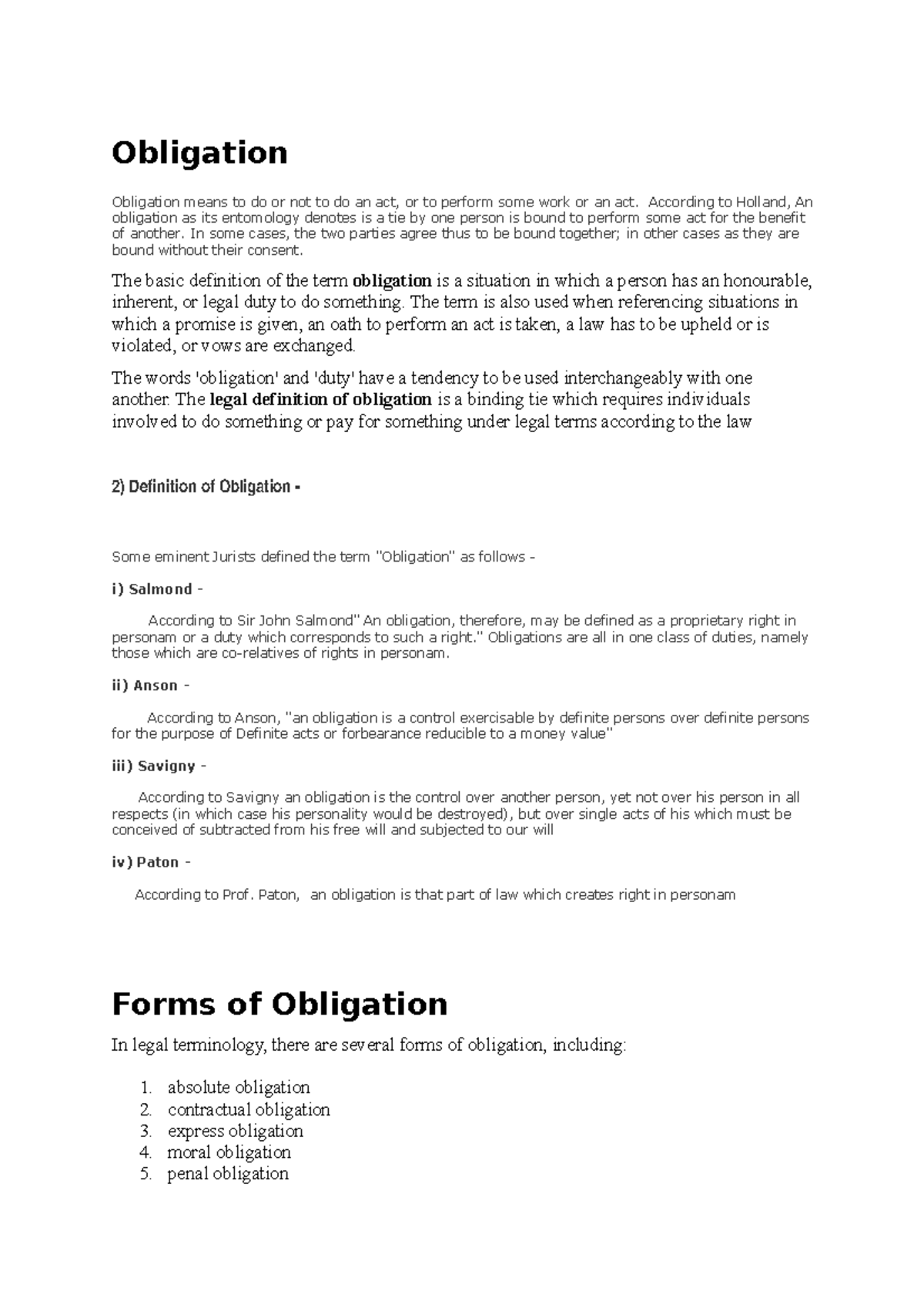 assignment of obligations