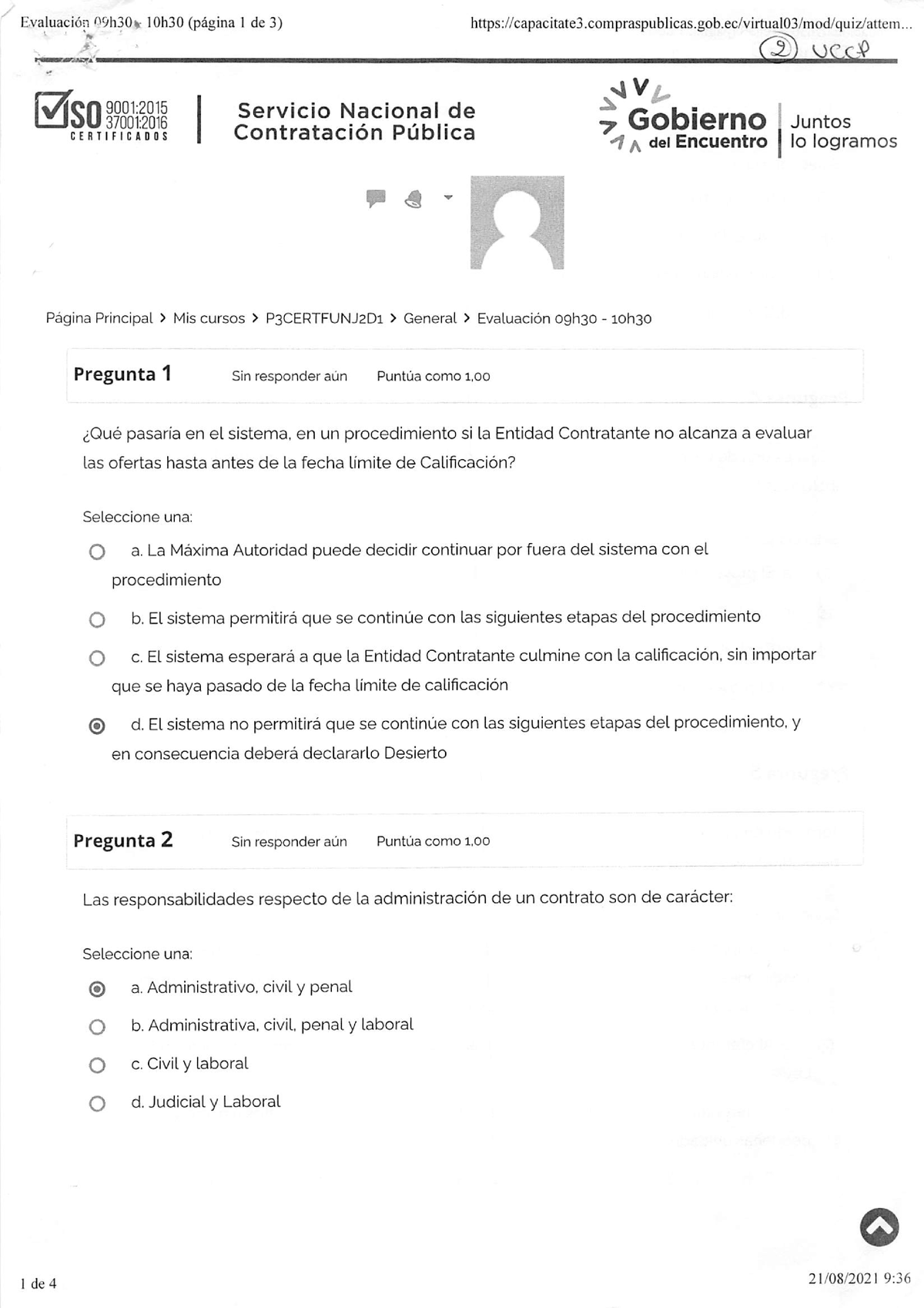 Preguntas Examen Sercop - Contratación Fiscalización Y Legalización ...