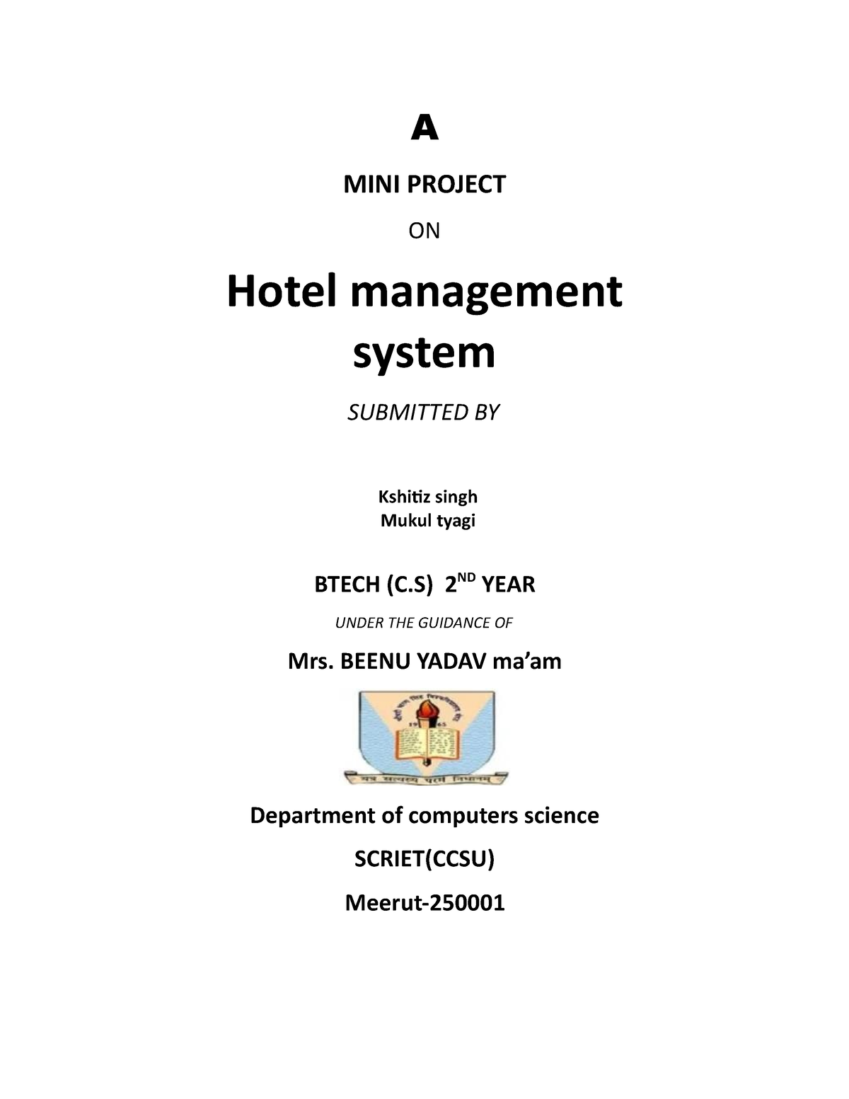 DOC-20221111-WA0001. - A MINI PROJECT ON Hotel Management System ...