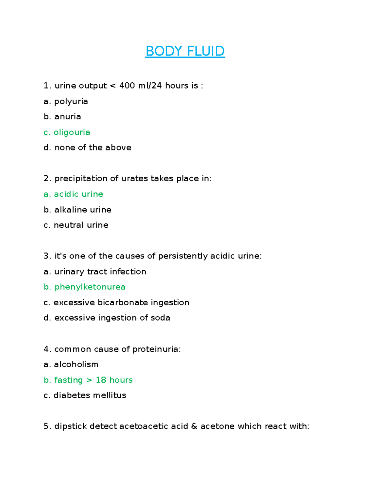 Bodyfluid compress Questions regarding body fluids BODY FLUID