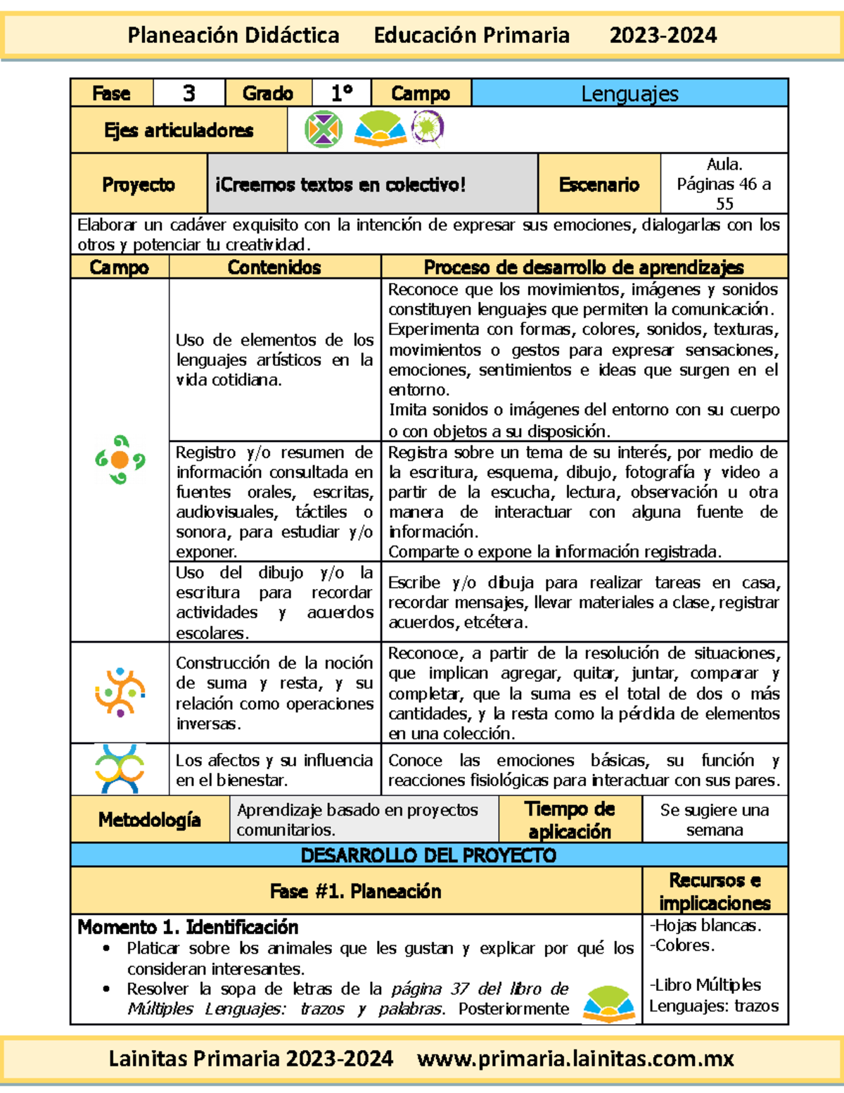 1°🦋♾️02 Creemos textos en colectivo (2023-2024) - Fase 3 Grado 1° Campo ...