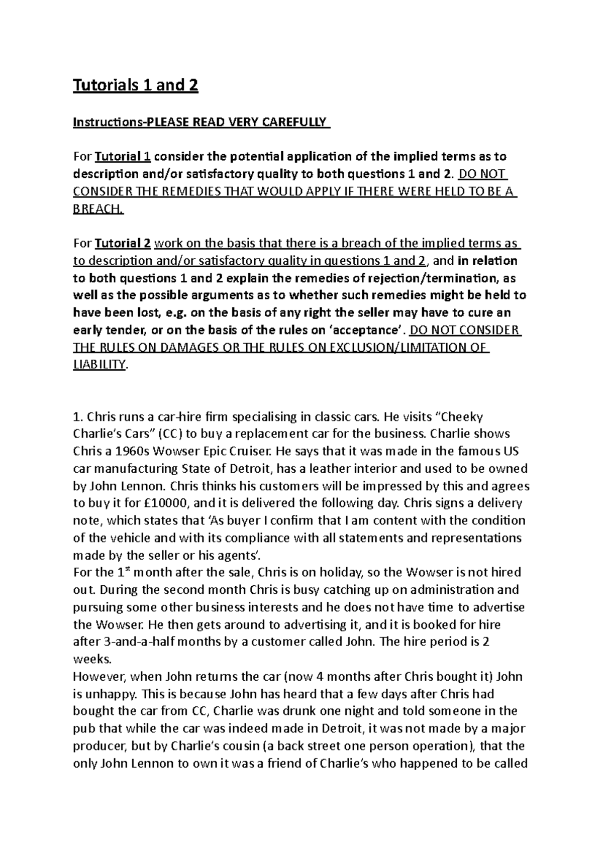 Tutorials 1 and 2, 242 - covers week 1-5 on banking law - Tutorials 1 ...