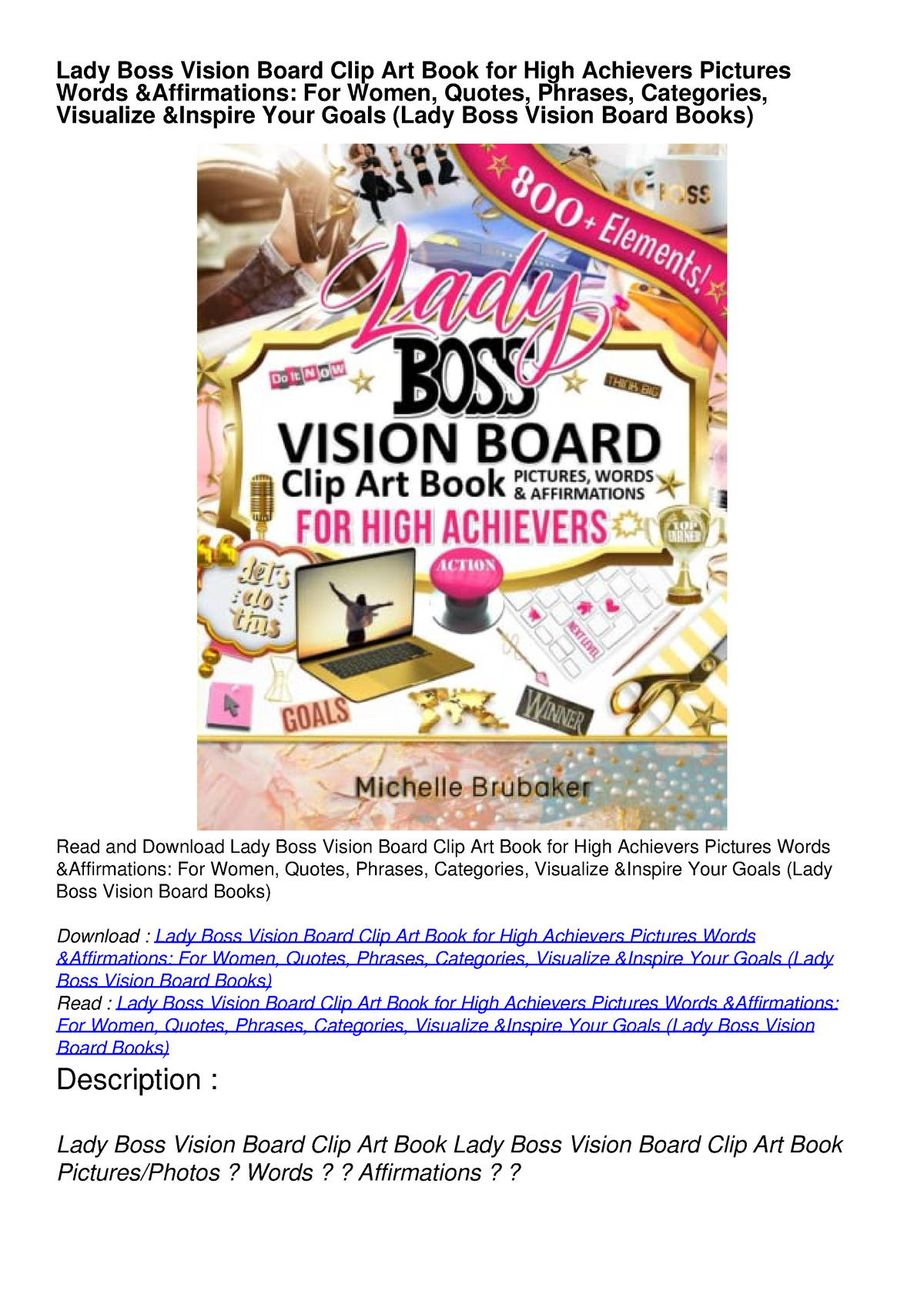 (EBOOK) Lady Boss Vision Board Clip Art Book for High Achievers ...