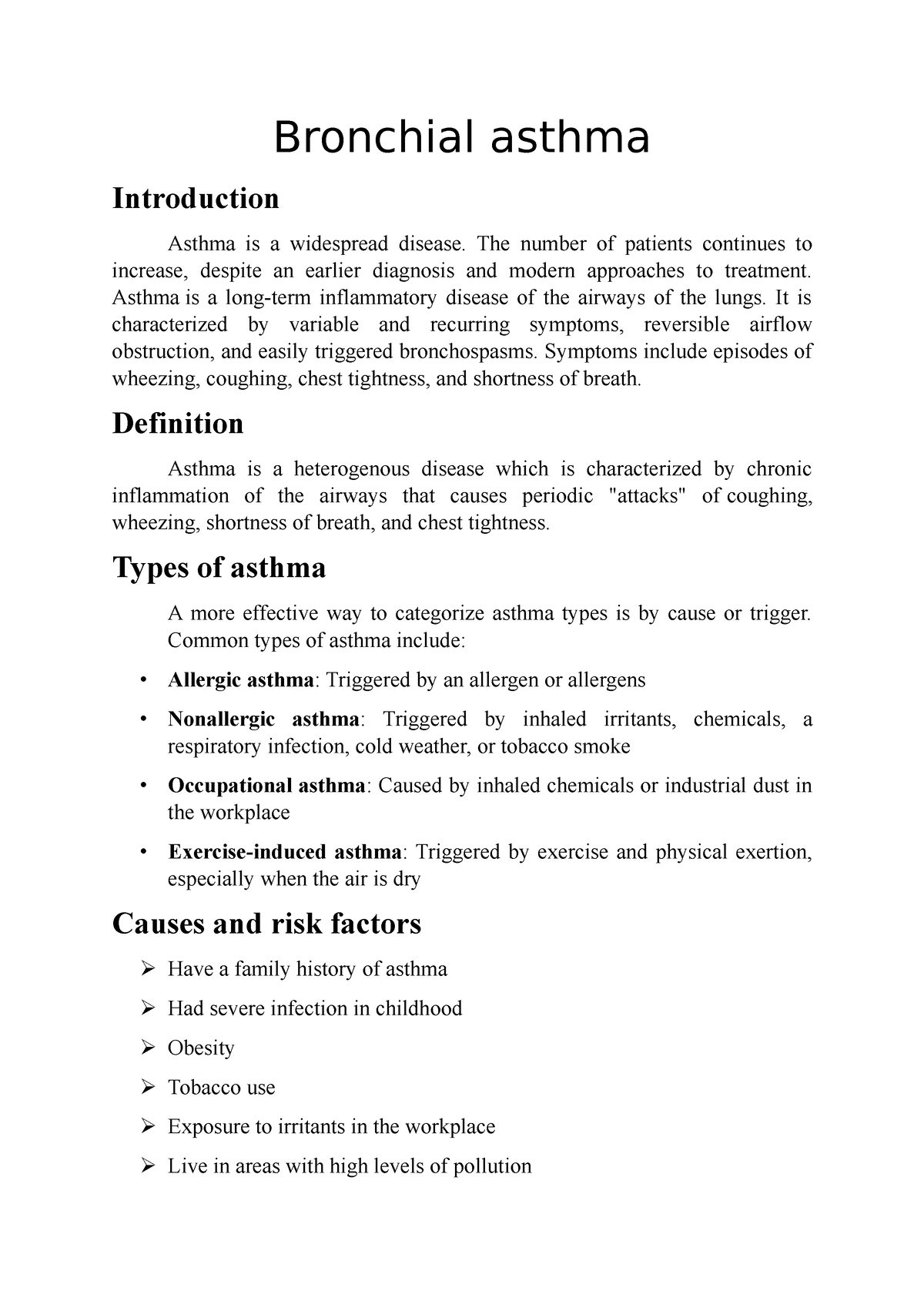 case study about bronchial asthma