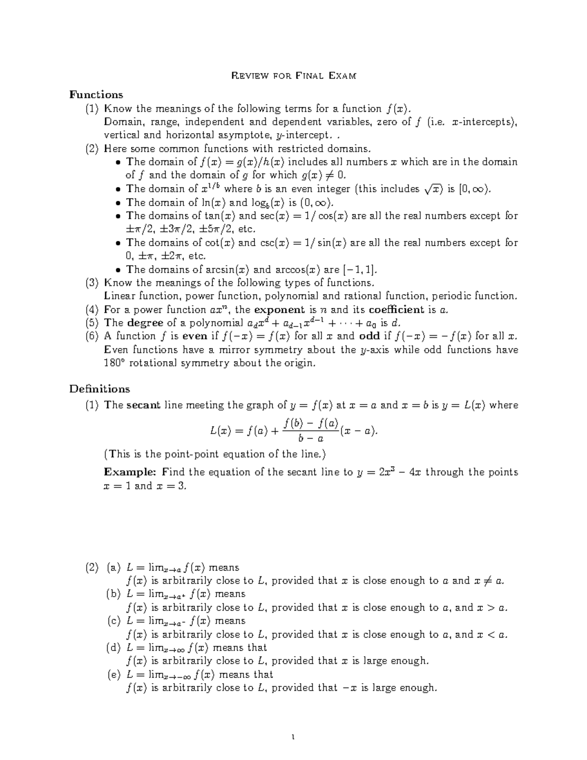 Final 17 5 July 2017, questions and answers - MATH 154 - Calculus I ...