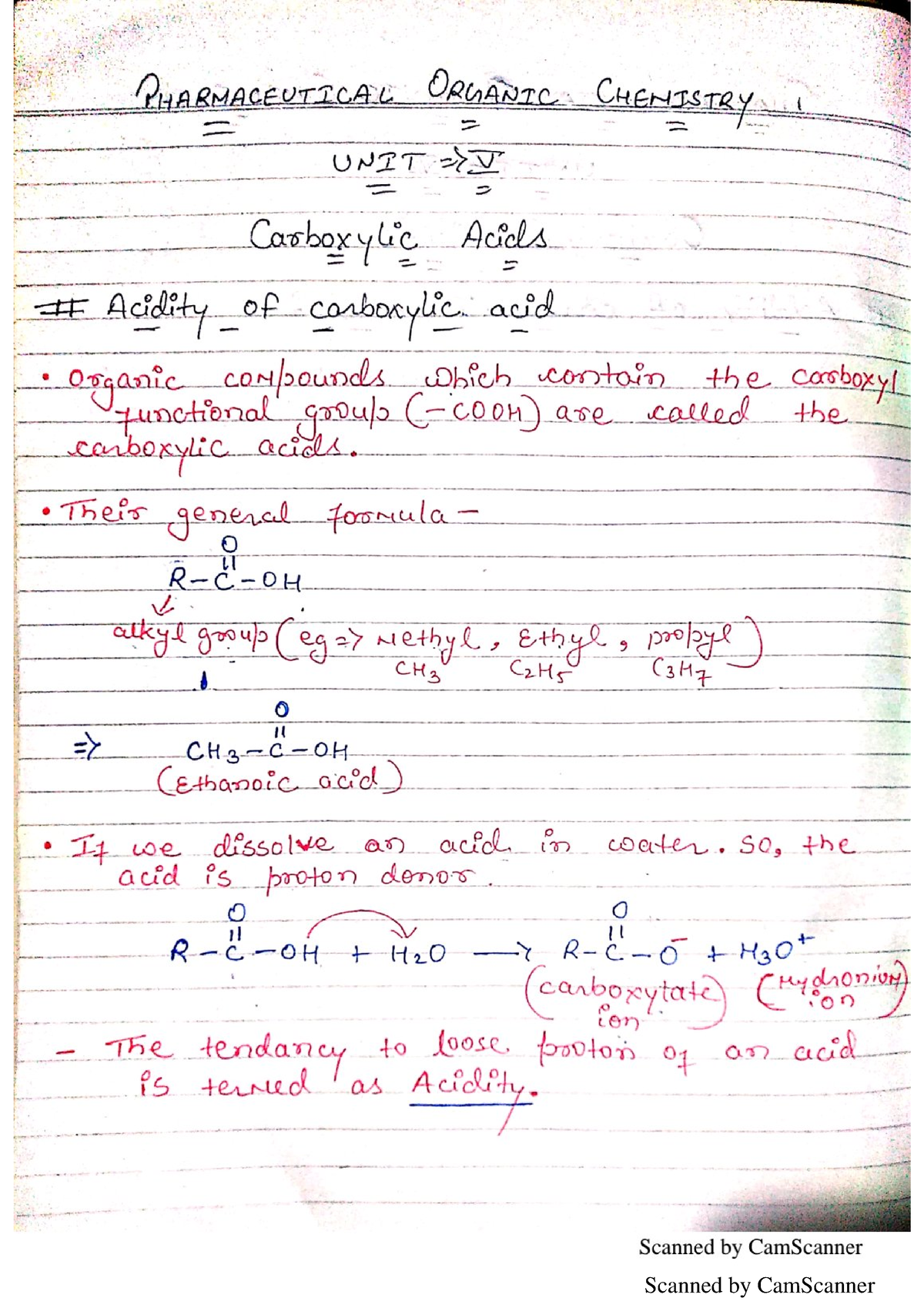 UNIT 5 Organic Chemistry - B. Pharmacy - Studocu