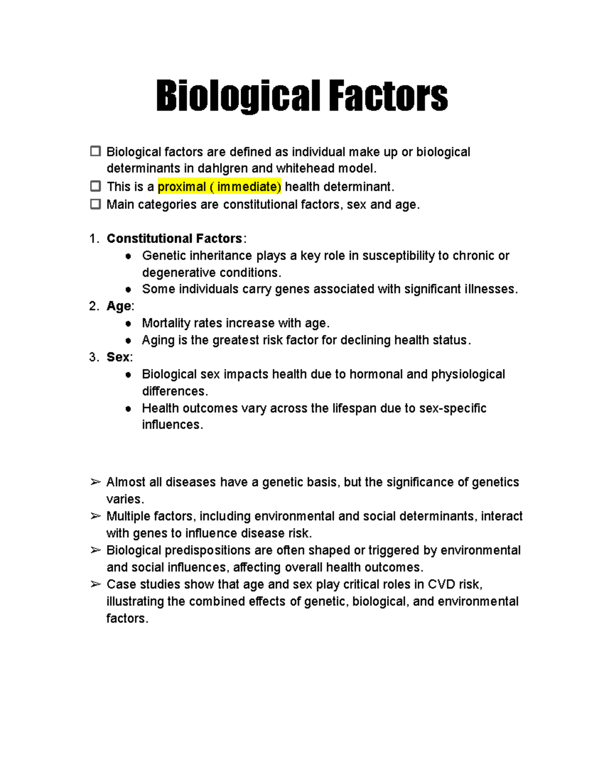 Week 7-merged - biological factors - Biological Factors Biological ...