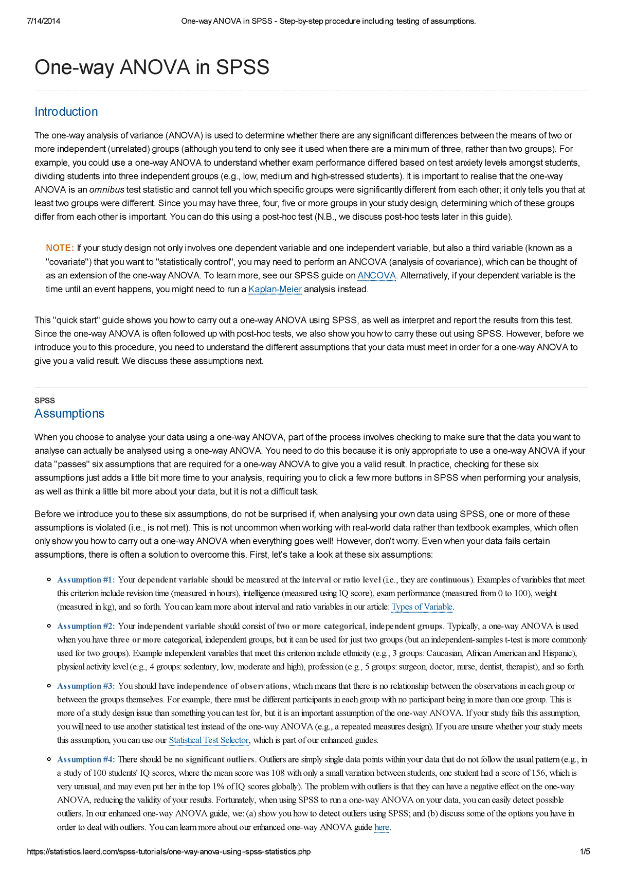 One-way Anova in SPSS - Step-by-step procedure including testing of ...