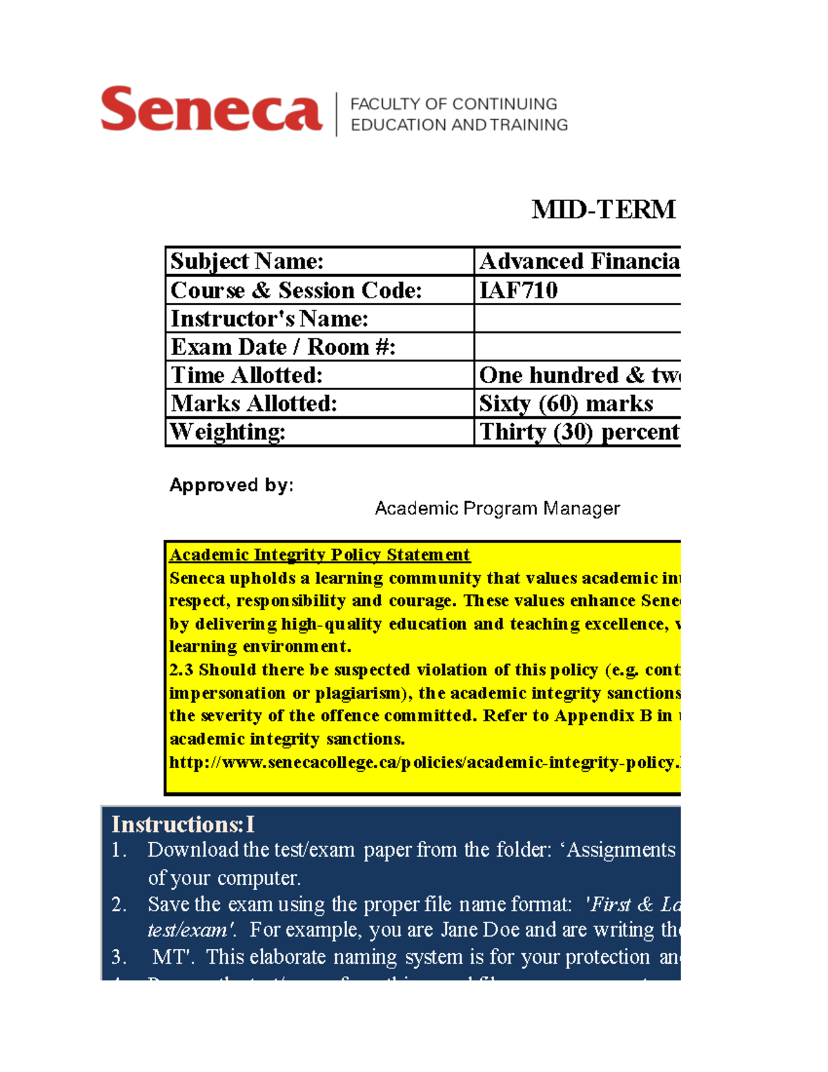 Midterm IAF710 PDF - Subject Name: Advanced Financial Accounting Course ...