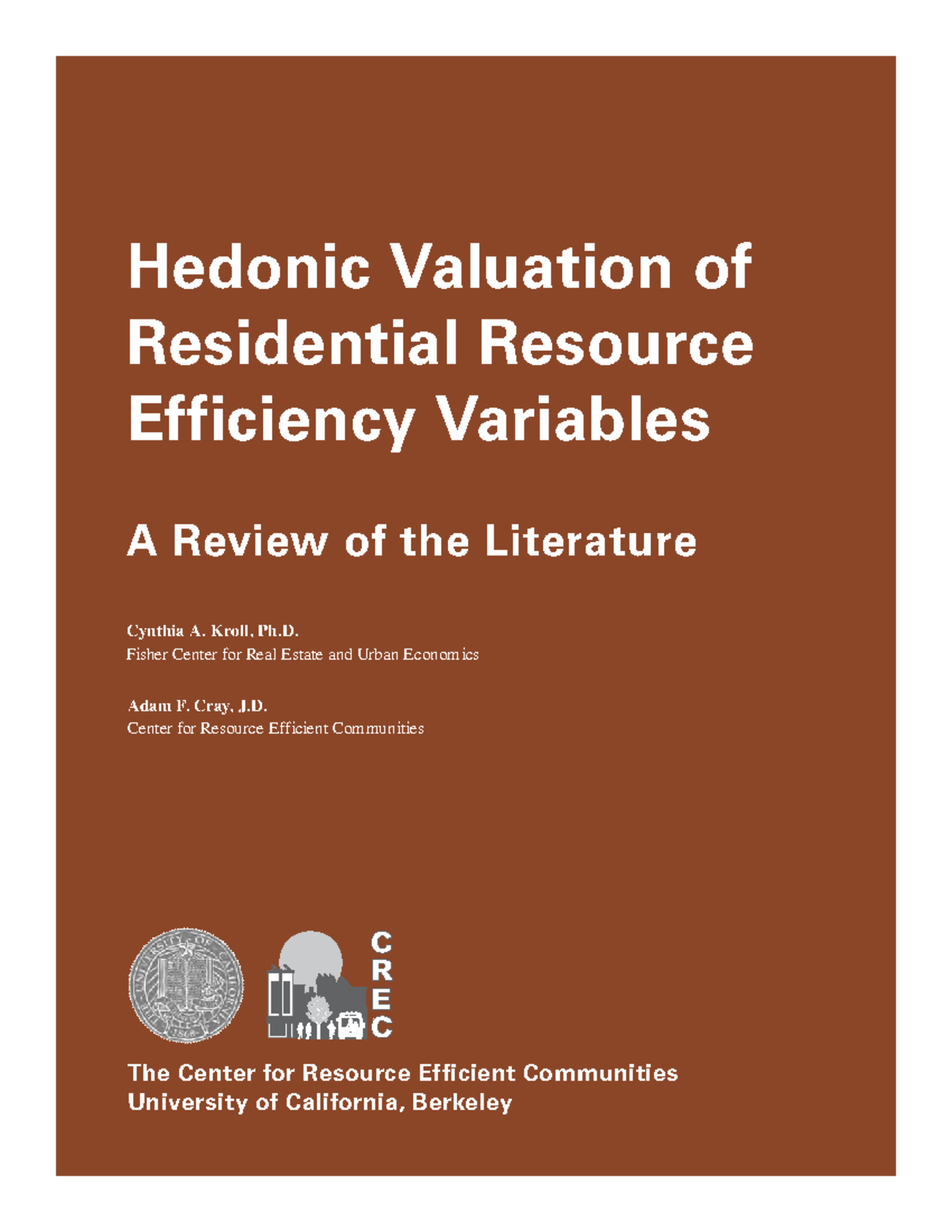 Hedonic Valuation of Resource Efficiency Variables Hedonic Valuation