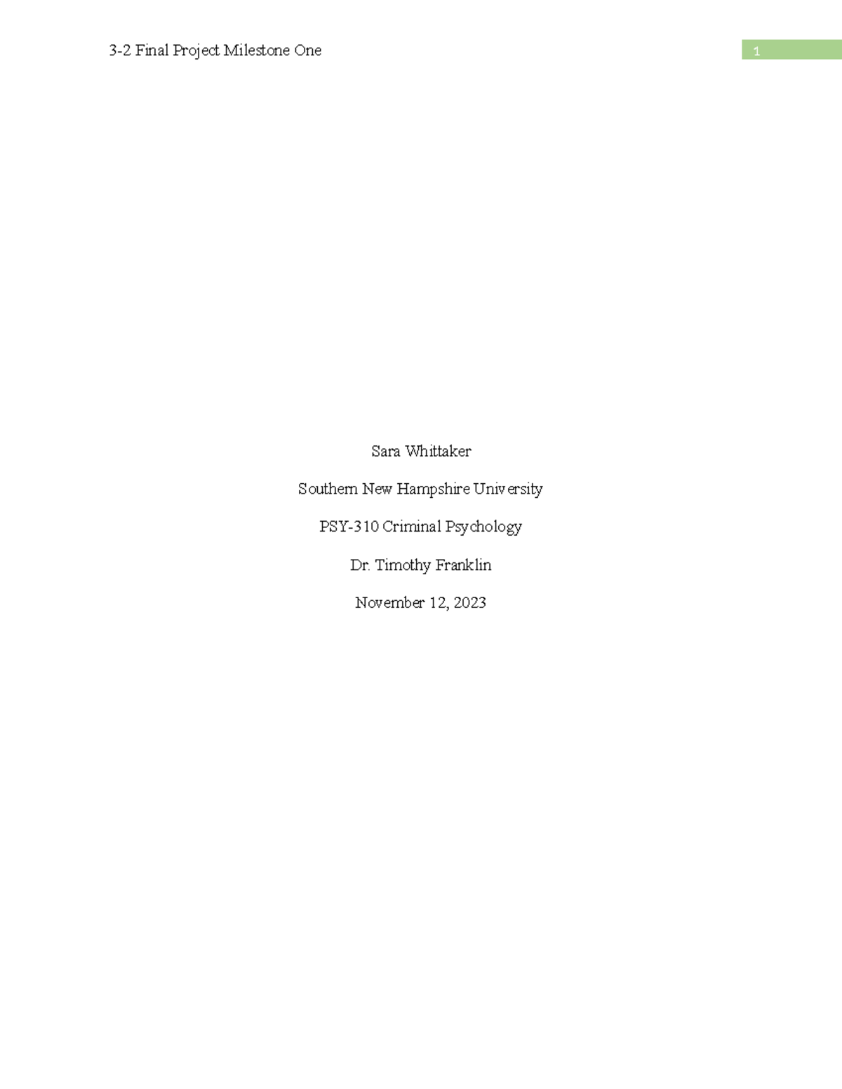 Final Project Milestone One - Sara Whittaker Southern New Hampshire ...