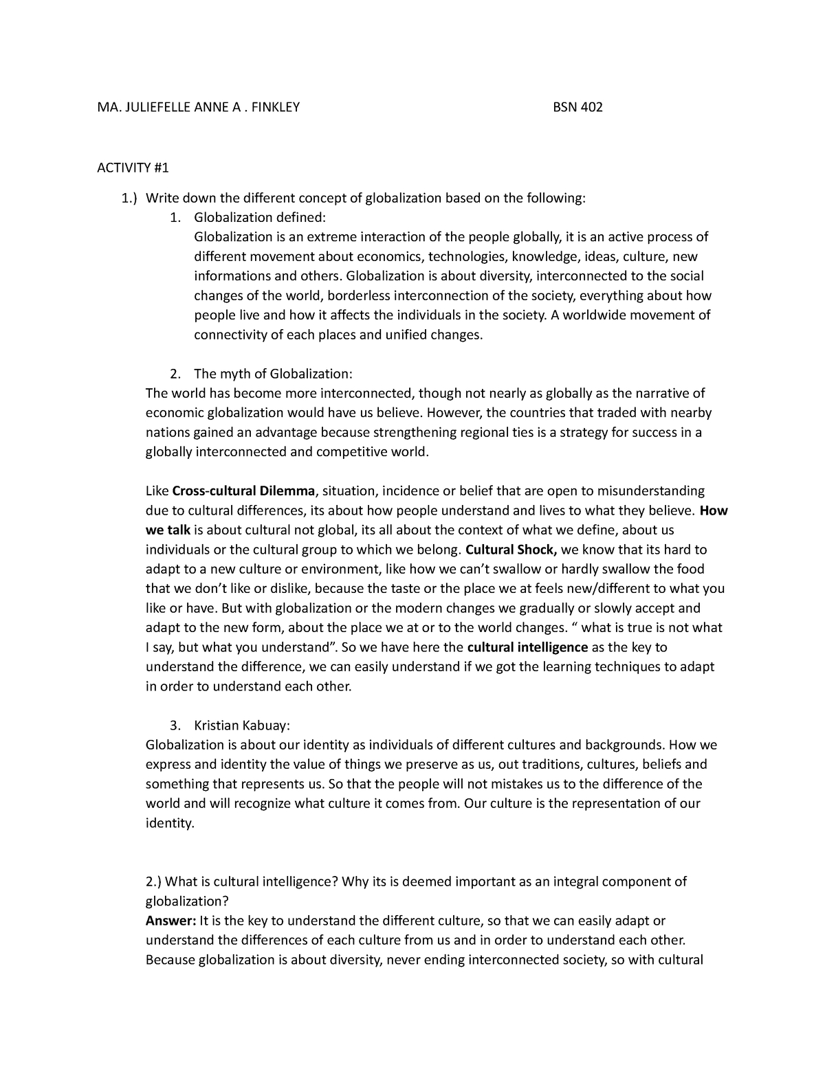 Activity 1-TCW - None - MA. JULIEFELLE ANNE A. FINKLEY BSN 402 ACTIVITY ...