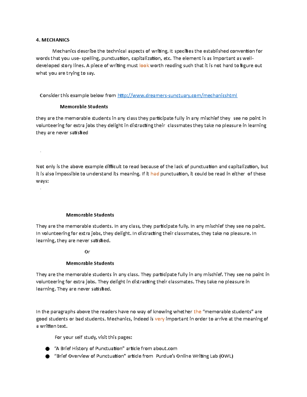 4 mechanics - 4. MECHANICS Mechanics describe the technical aspects of ...
