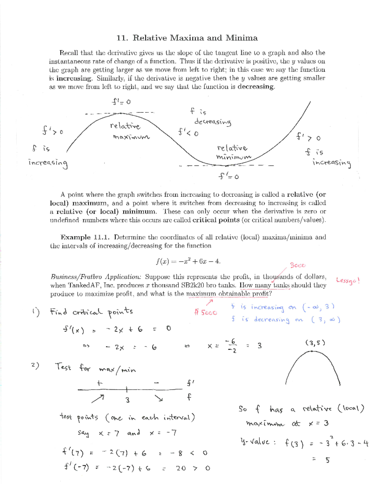 Section 11 notes relative maxima and minima 11 relative maxima and