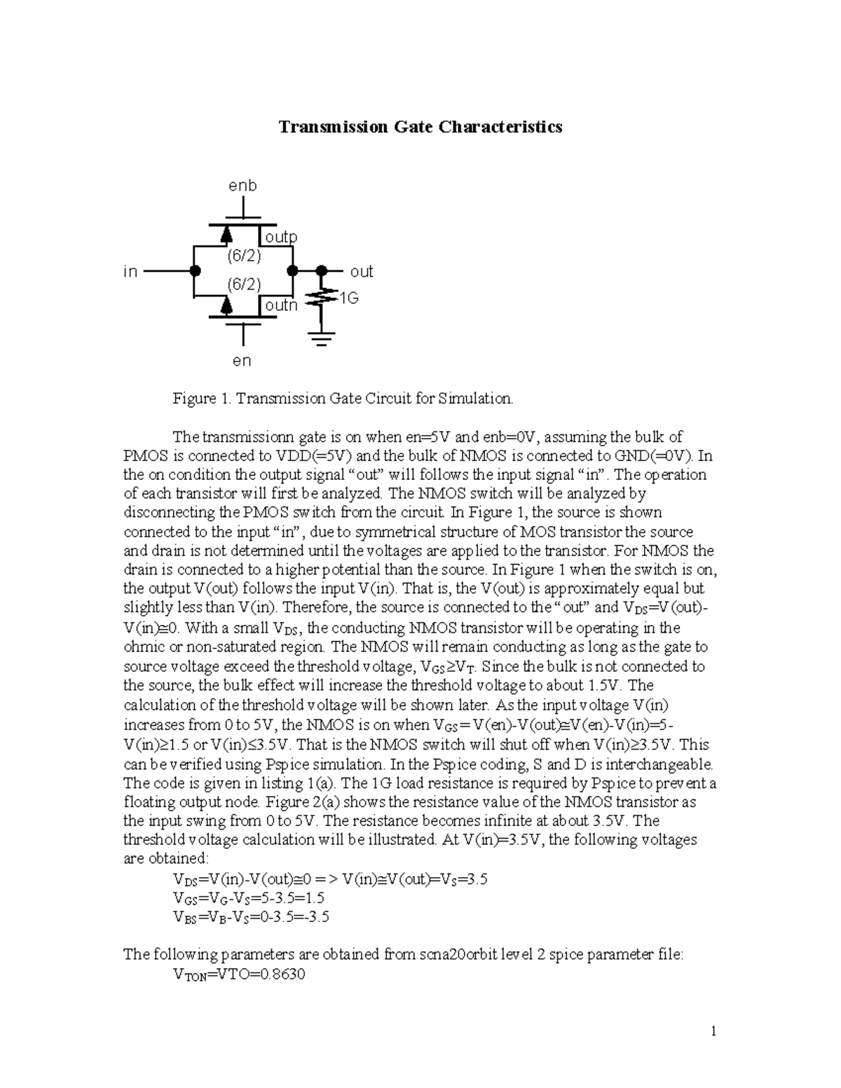 Transmission Gate Logik Transmission Gate Characteristics Figure 1