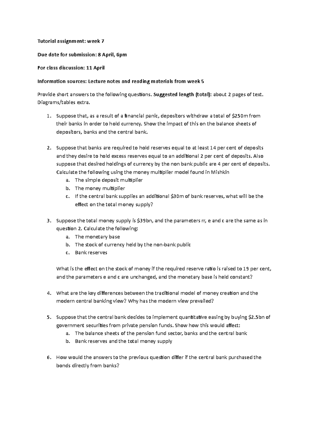 Tutorial assignment Week 7 - Suggested length (total): about 2 pages of ...
