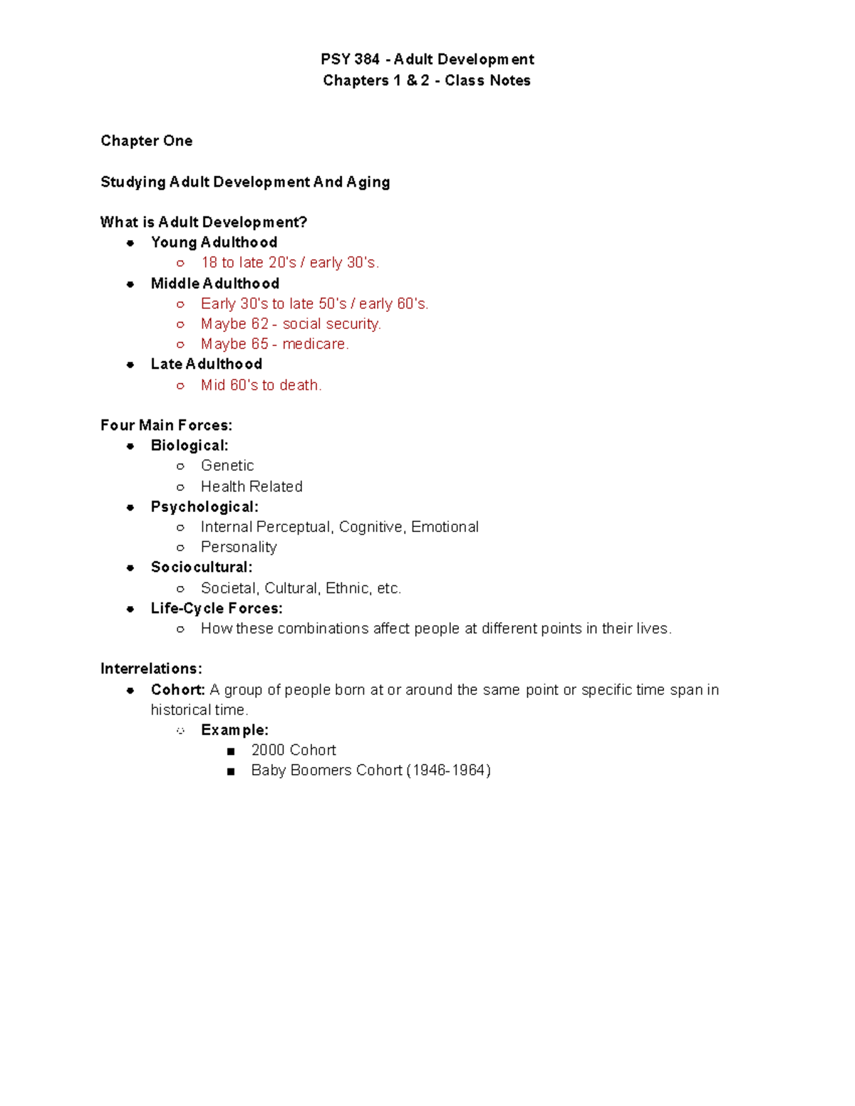 PSY 384 Ch. 1-2 Class Notes - Chapters 1 & 2 - Class Notes Chapter One ...