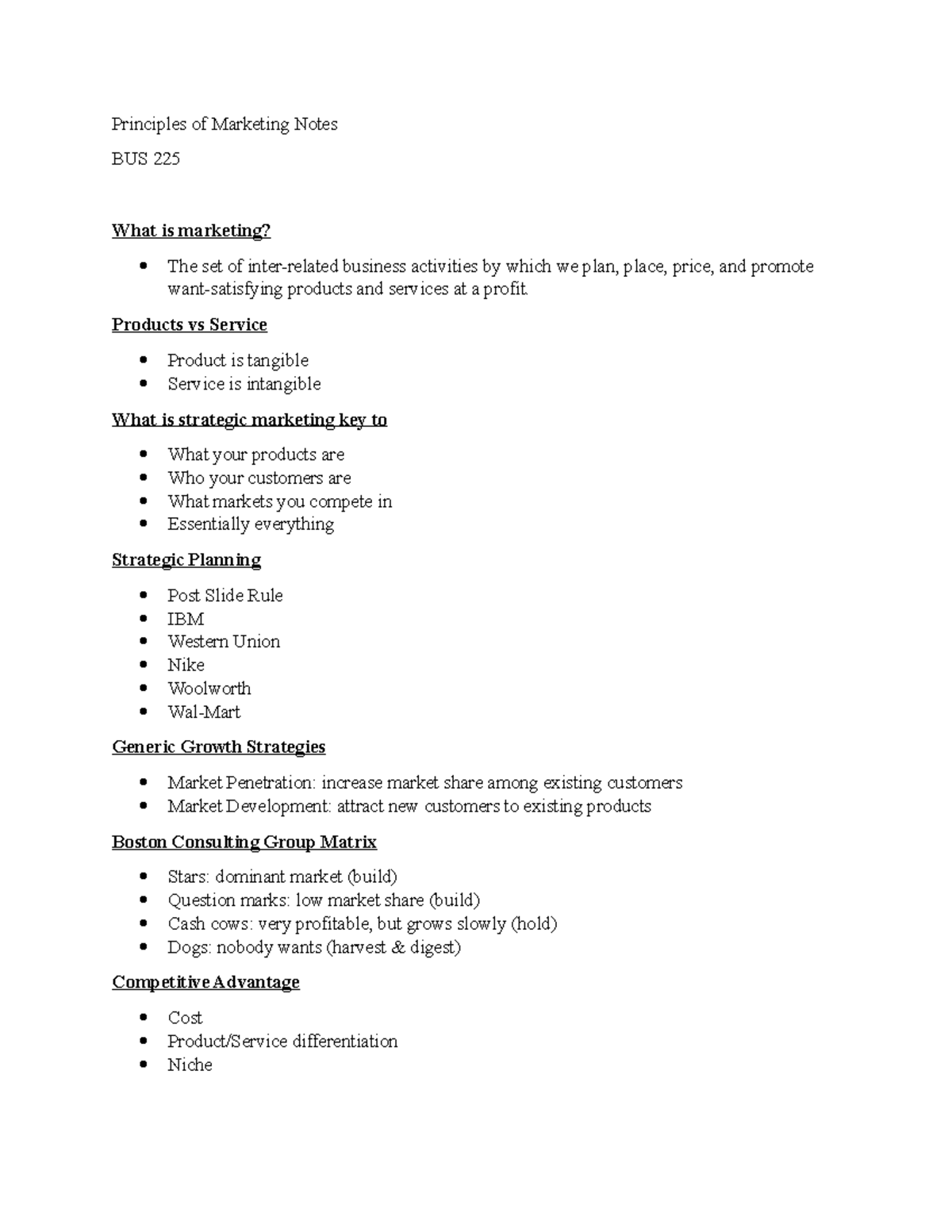 Marketing 1 - These lecture notes are based on certain chapters out of ...