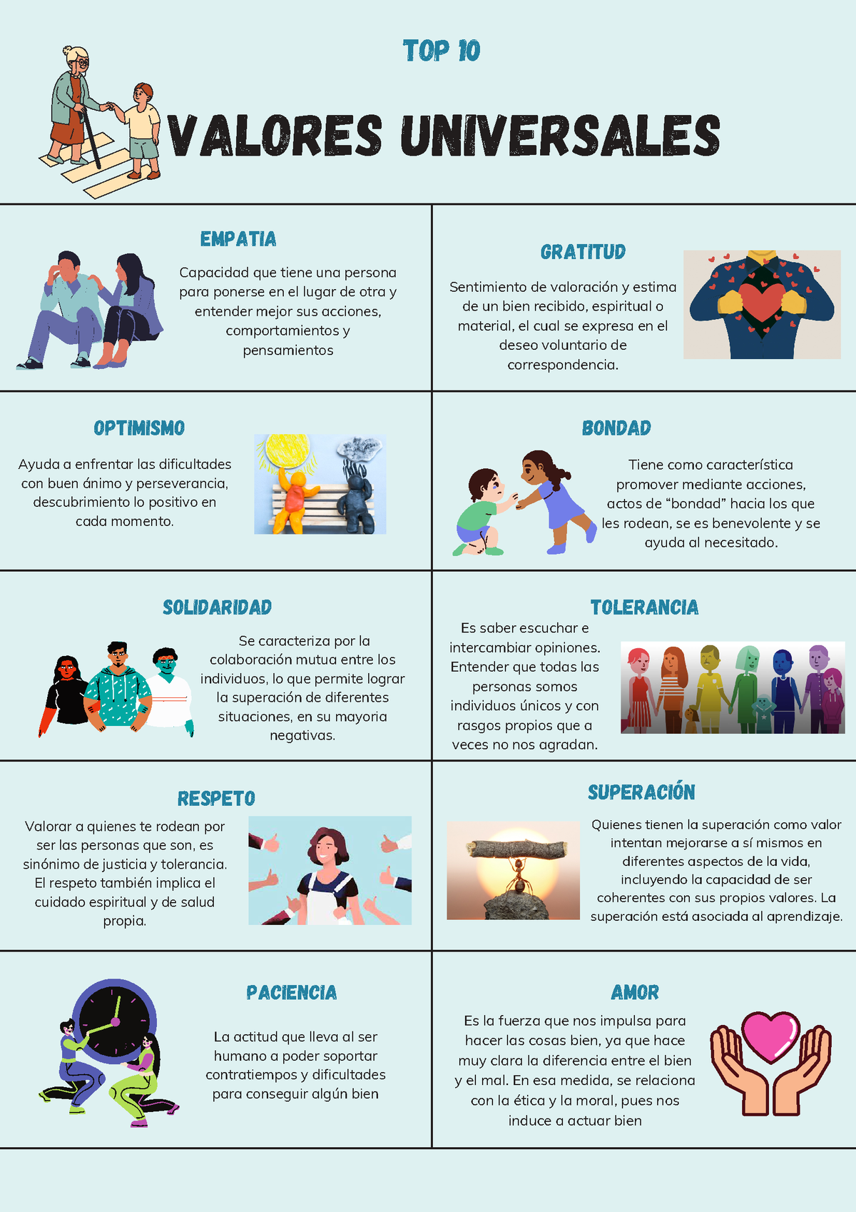 Top 10 Valores Personales Y Universales Valores Universales Top 10 Empatia Optimismo Gratitud 2874