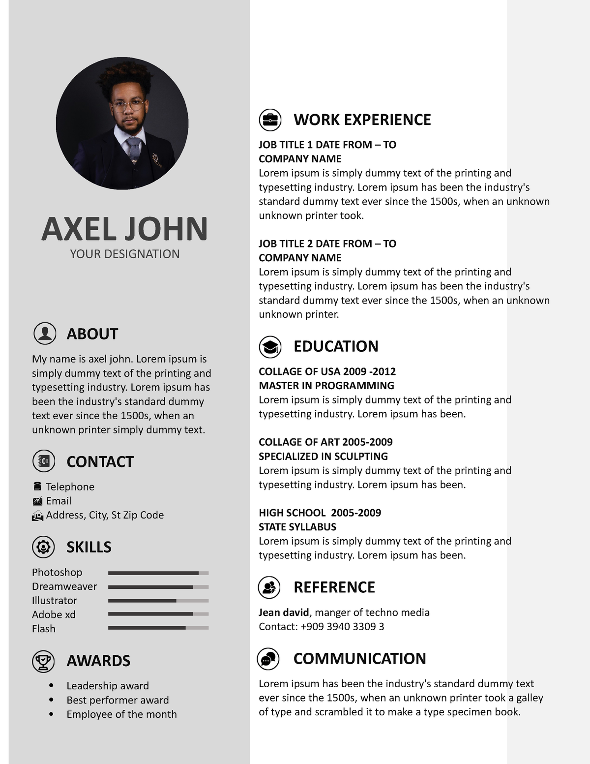 Resume - Work Experience Job Title 1 Date From – To Company Name Lorem 