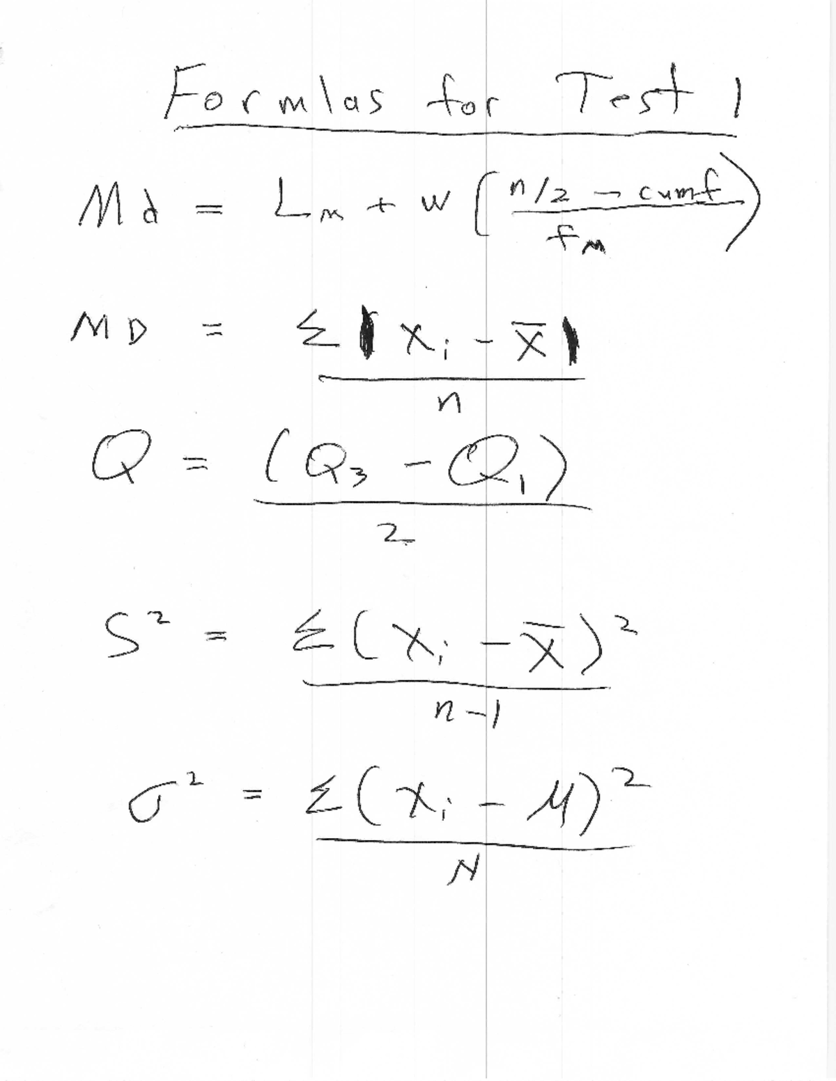 Formulas for Test 1 - ................ - PSYC 2020 - Formlas for Test ...