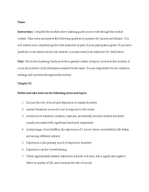 Active learning 5 - Name: Instructions: Complete the module active ...