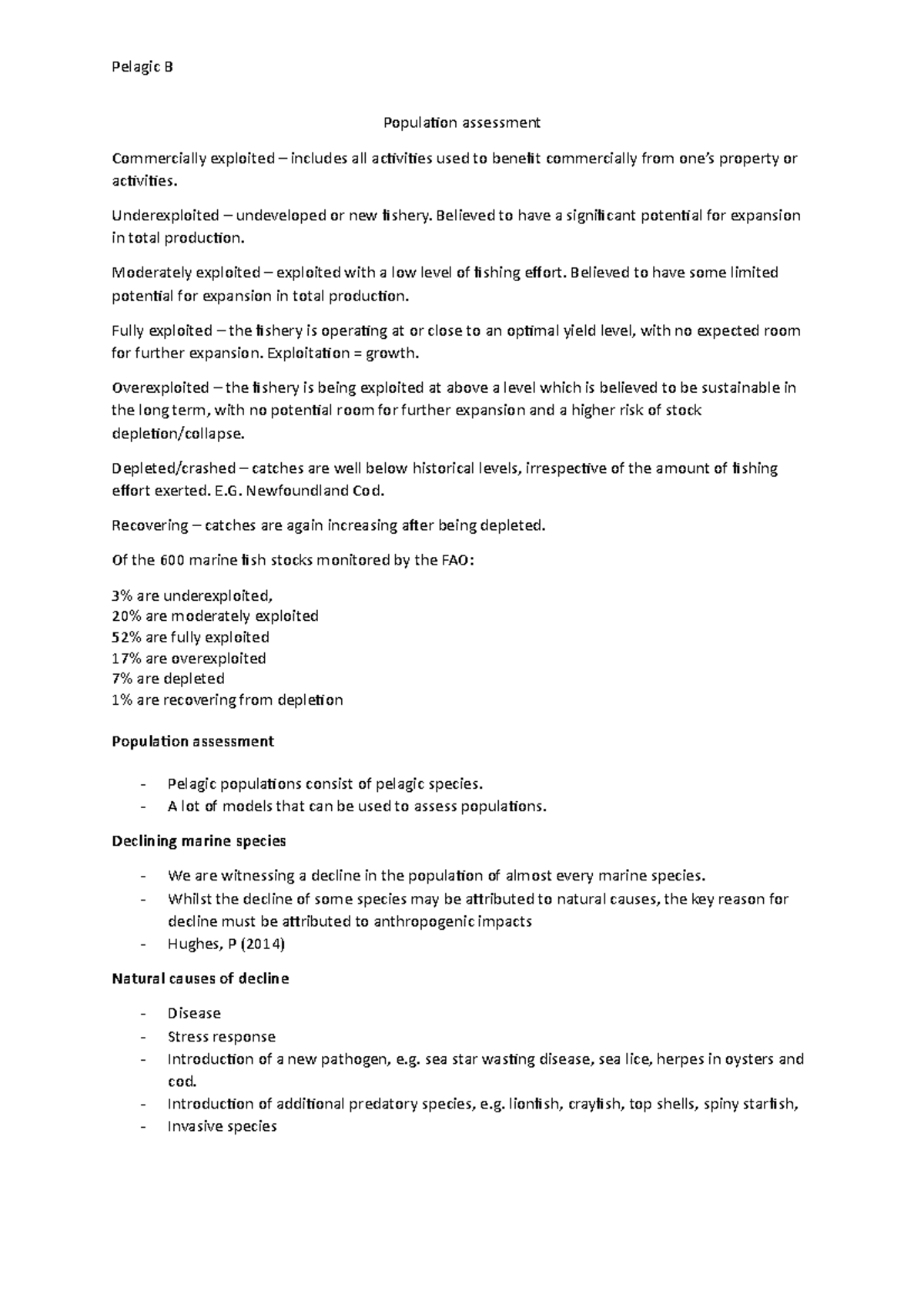Population assessment - Pelagic B Population assessment Commercially ...