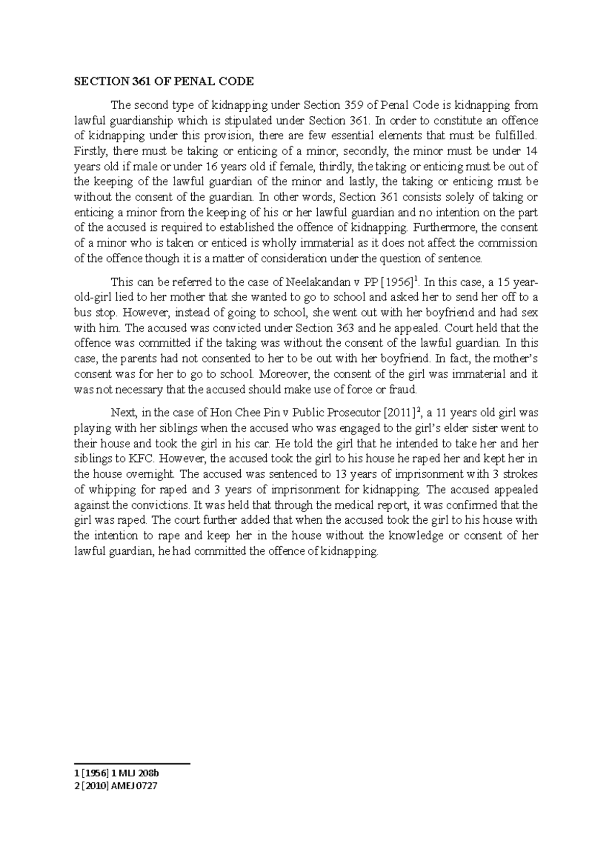 Section 361 of Penal Code - SECTION 361 OF PENAL CODE The second type ...