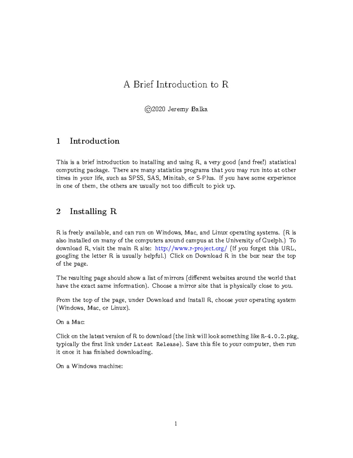 2040DE F20 Intro to using R document - A Brief Introduction to R ©2020 ...
