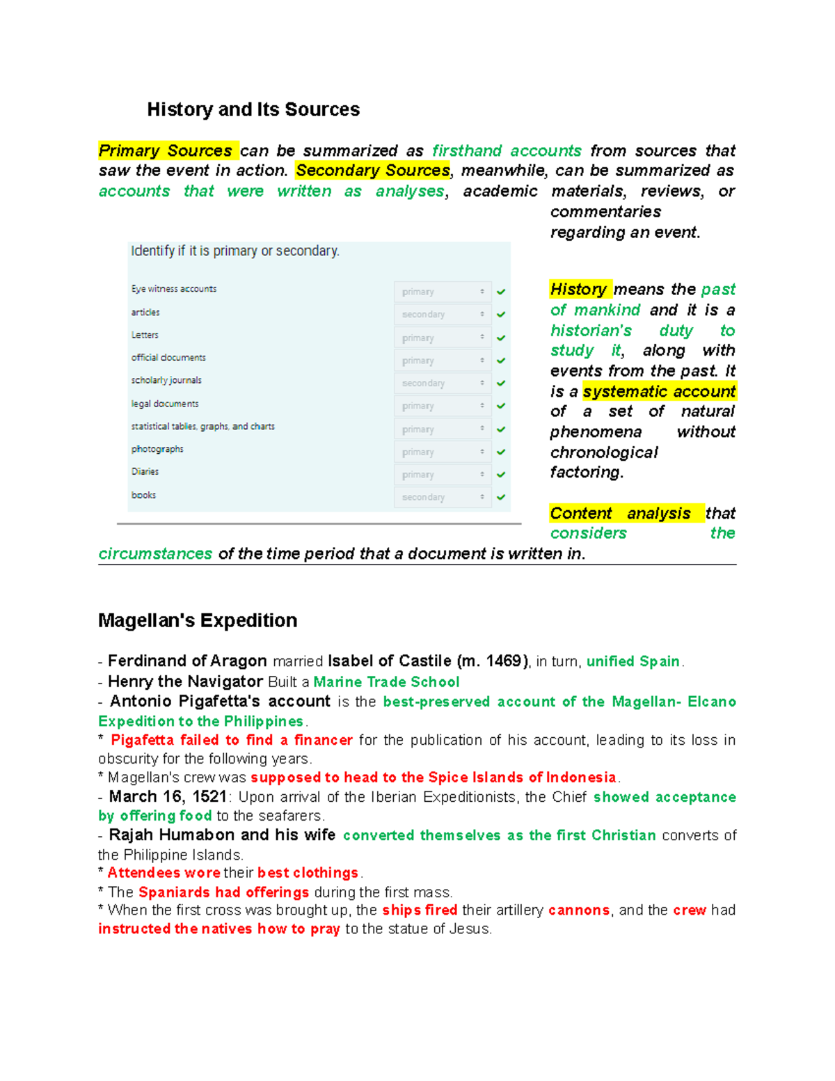 Rphfinal - Rph - History And Its Sources Primary Sources Can Be 