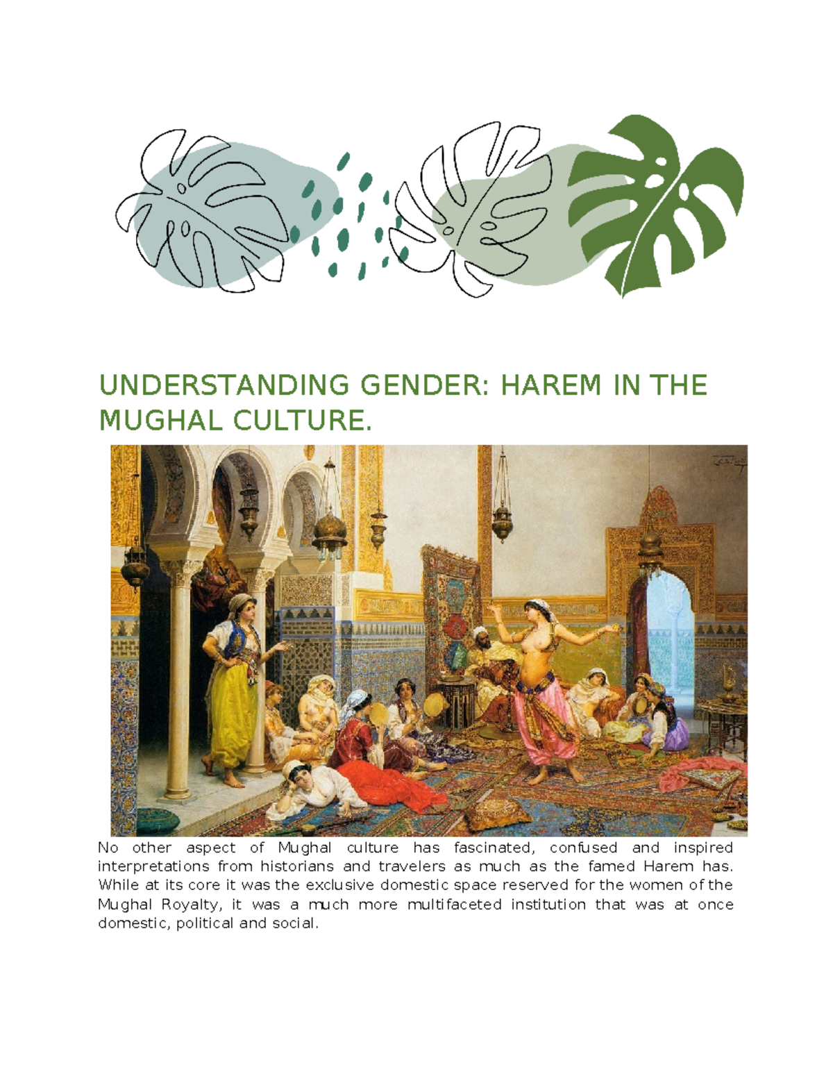 Understanding Gender Harem IN THE Mughal Culture - UNDERSTANDING GENDER ...