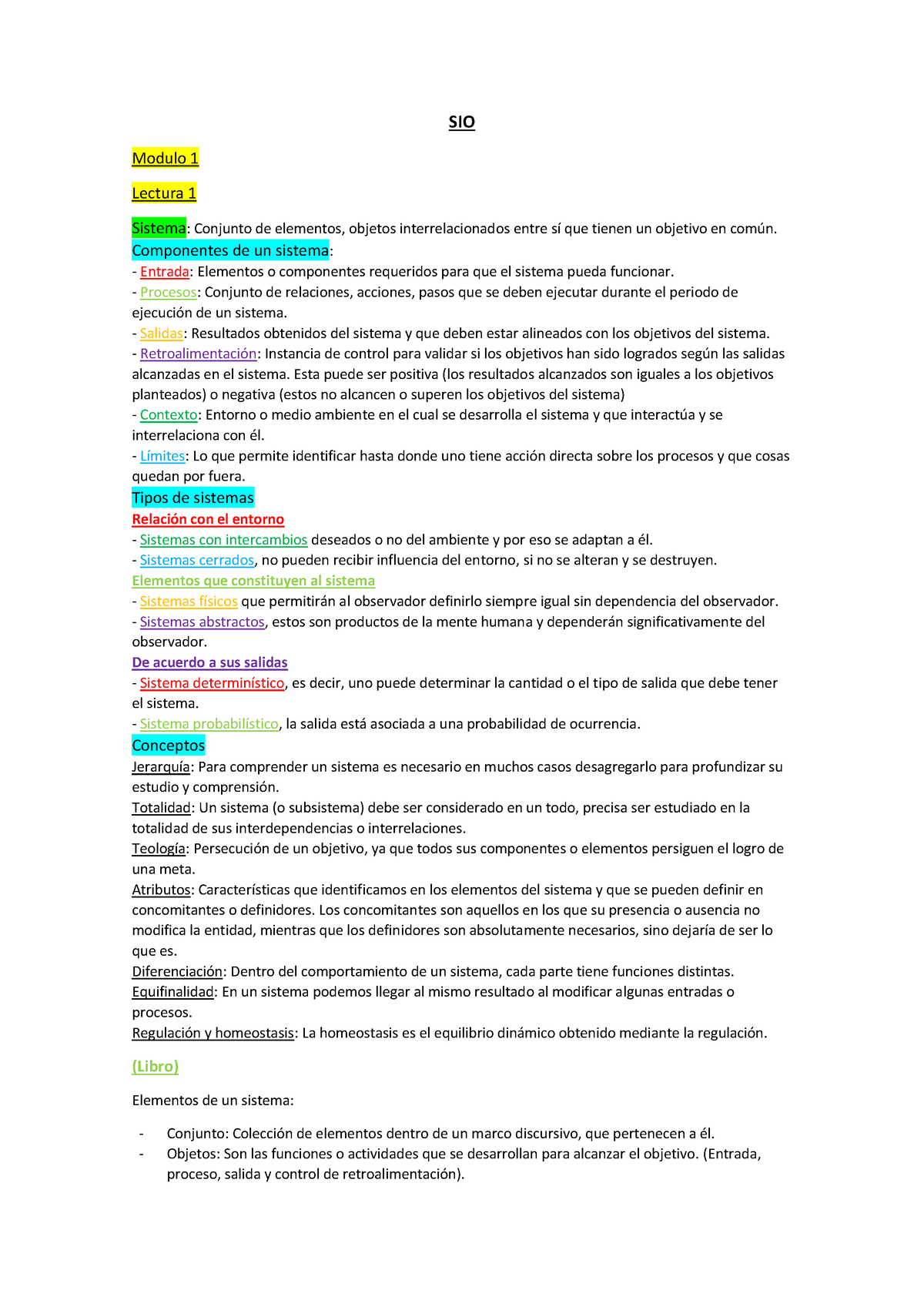 SIO Resumen - Esta Todo - SIO Modulo 1 Lectura 1 Sistema: Conjunto De ...