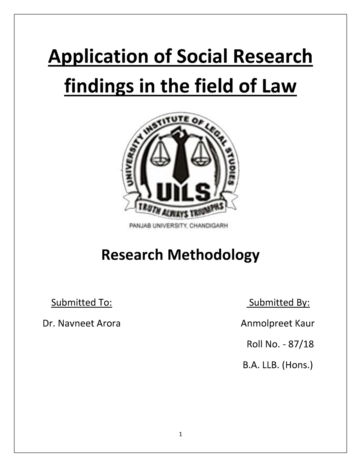 application of social research findings in the field of law
