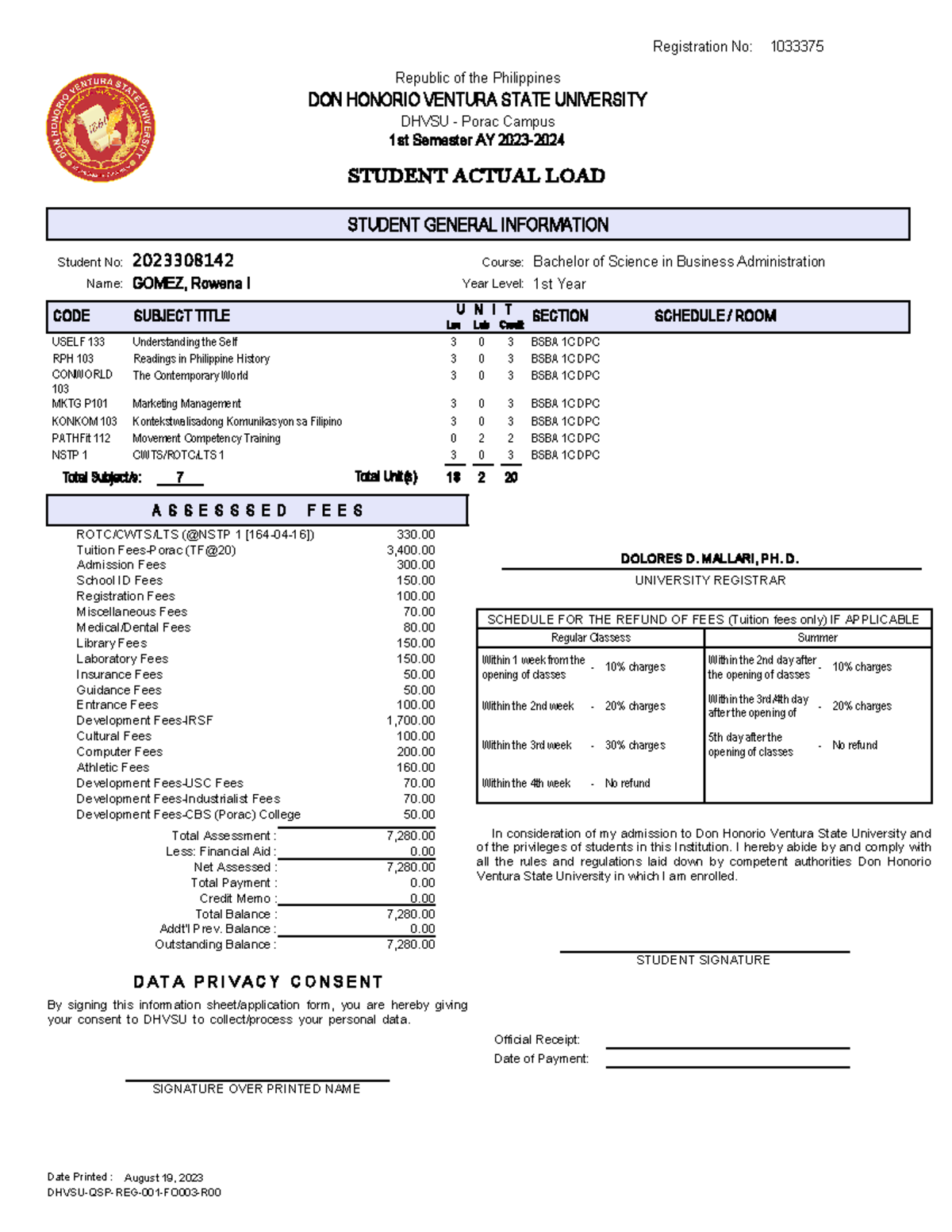 Student actual load dhvsu EELc 49ch Xy - STUDENT ACTUAL LOAD DON ...