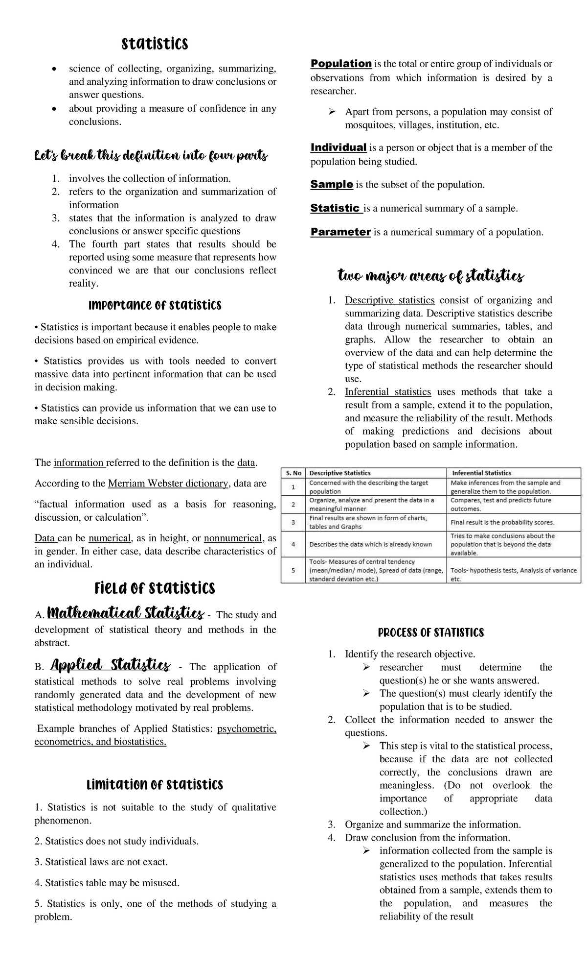 Statistics - Module 1 - Statistics Science Of Collecting, Organizing ...