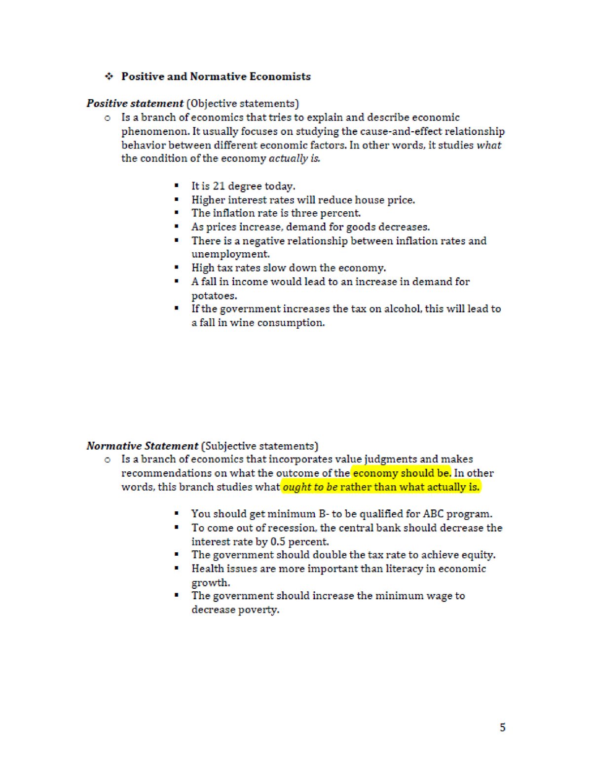 Normative And Positive Statements - ECON201 - ECON 201 - Studocu