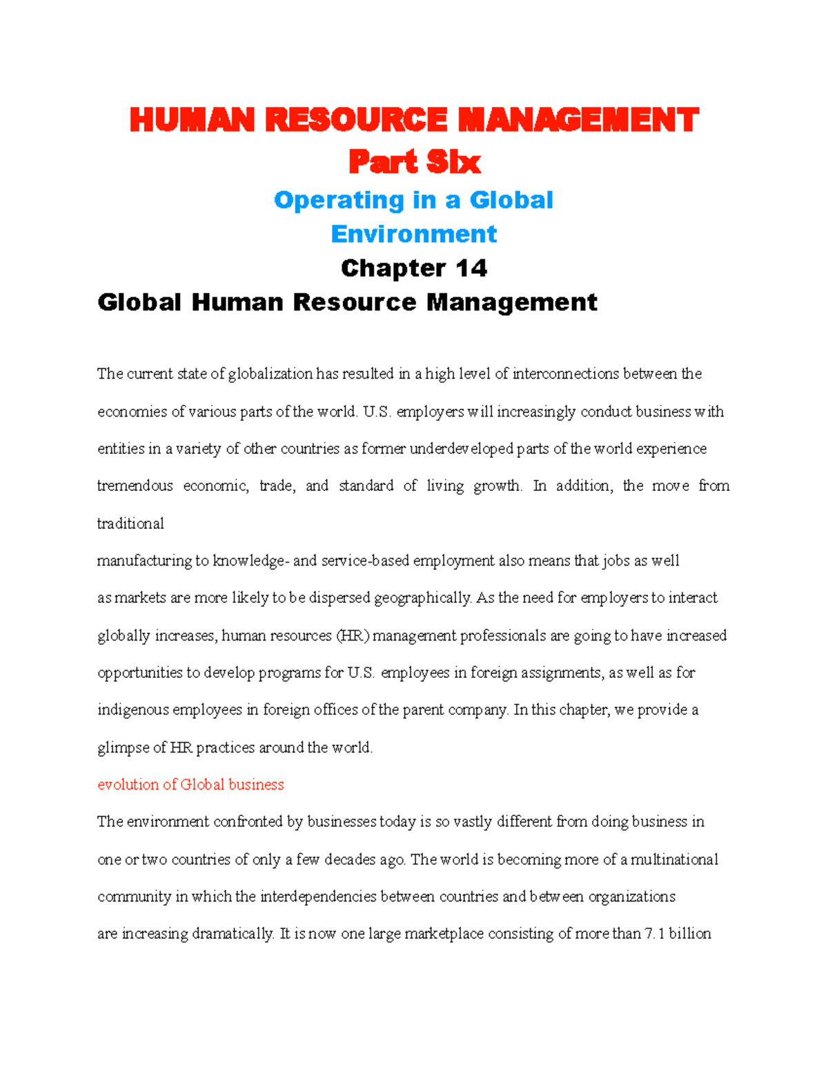 Human Resource Management PART 6 Chapter 14 - HUMAN RESOURCE MANAGEMENT ...