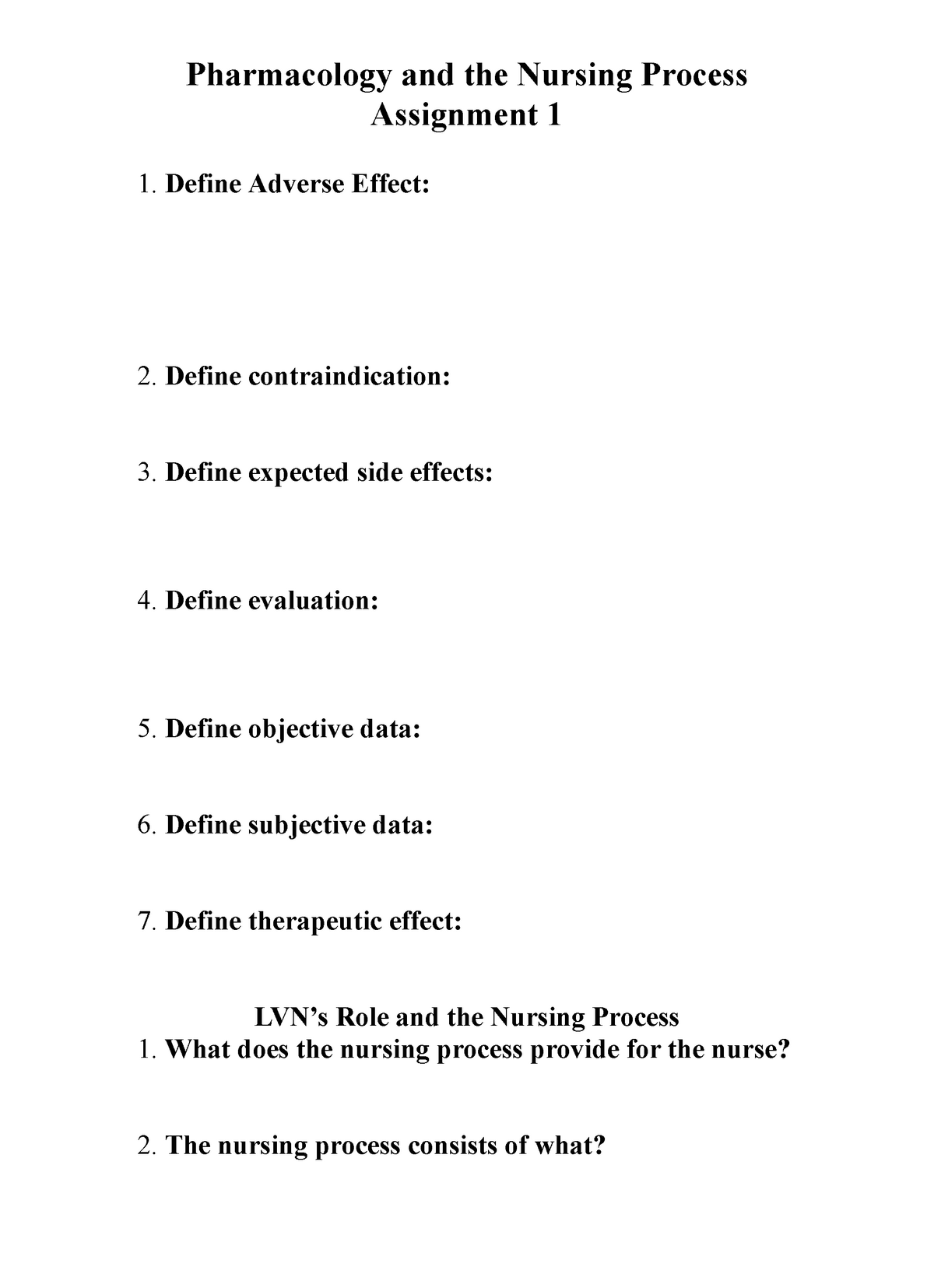 pharmacology assignment for nursing students