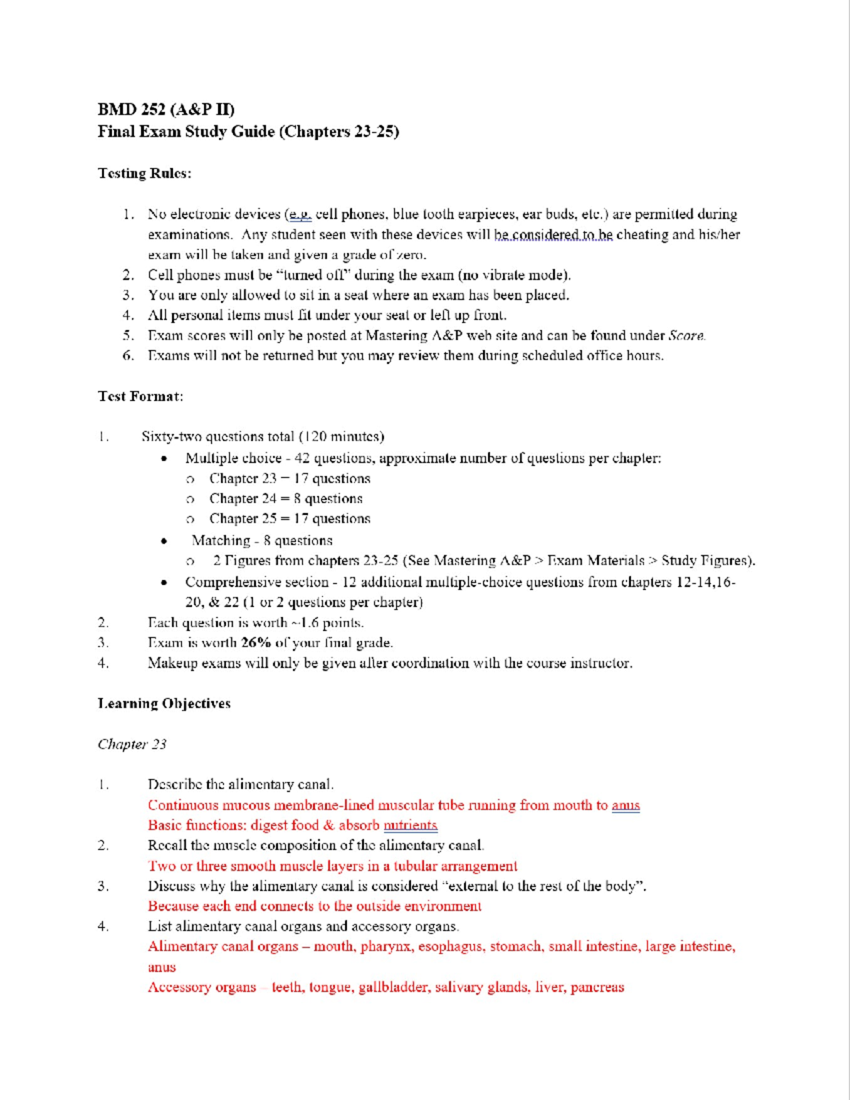 Final Exam Study Guide Page 1 - BMD 252 - Studocu