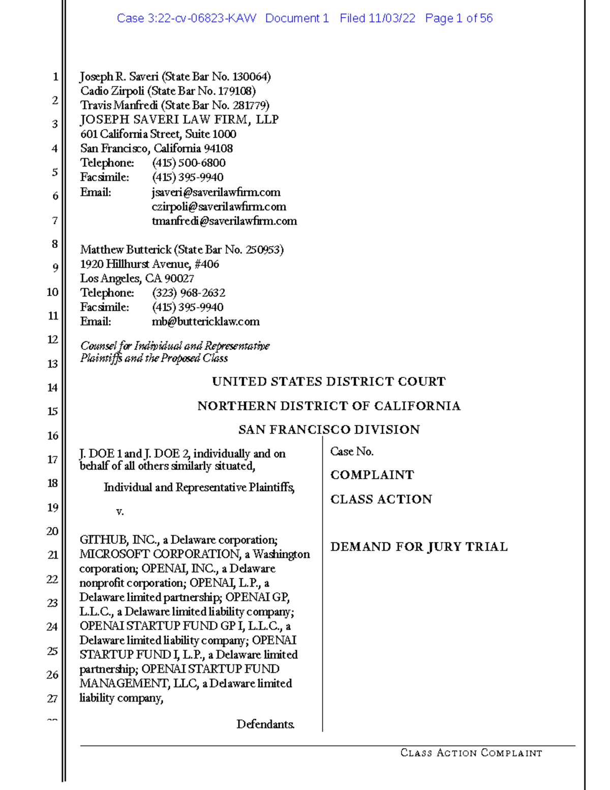 Doe v github class action complaint - ####### 1 2 3 4 5 6 7 8 9 ...