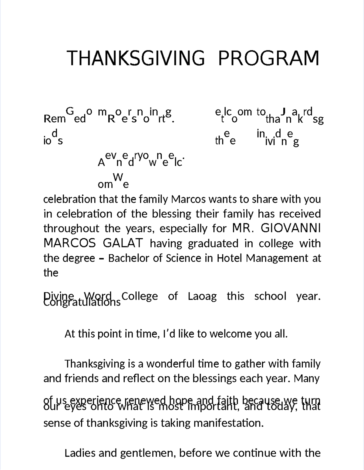 Pdf thanksgiving program pdf - THANKSGIVING PROGRAM R em G ed o io d s ...