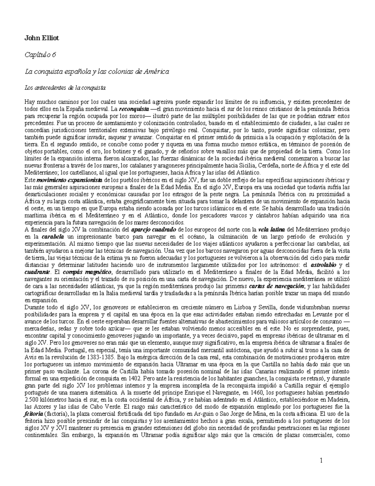Resumen John Elliot La Conquista Espanola Y Las Colonias De America Studocu