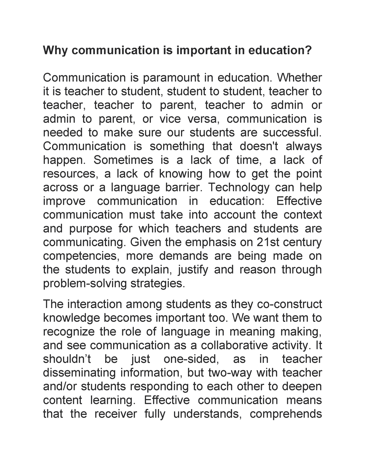 Communication IN Education - Why Communication Is Important In ...