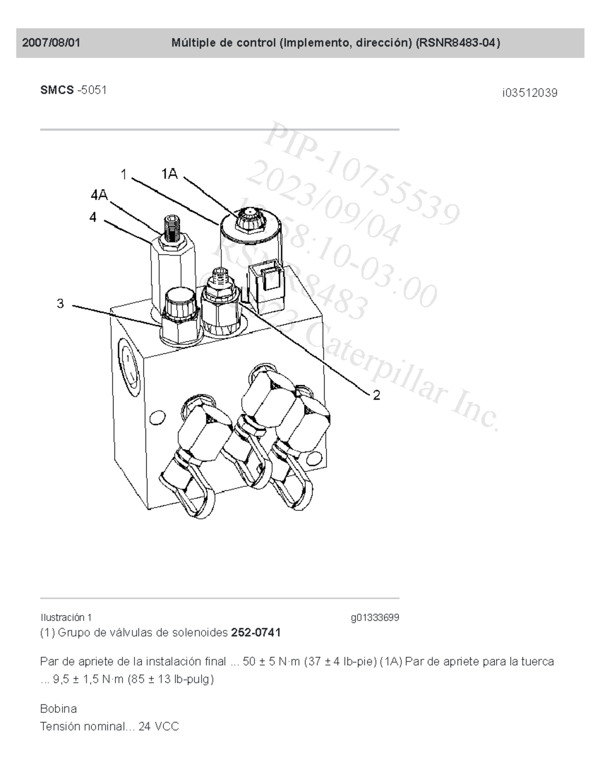 Sensor 237-0957 SIS 2 - SMCS -5051 i Ilustración 1 g (1) Grupo de ...