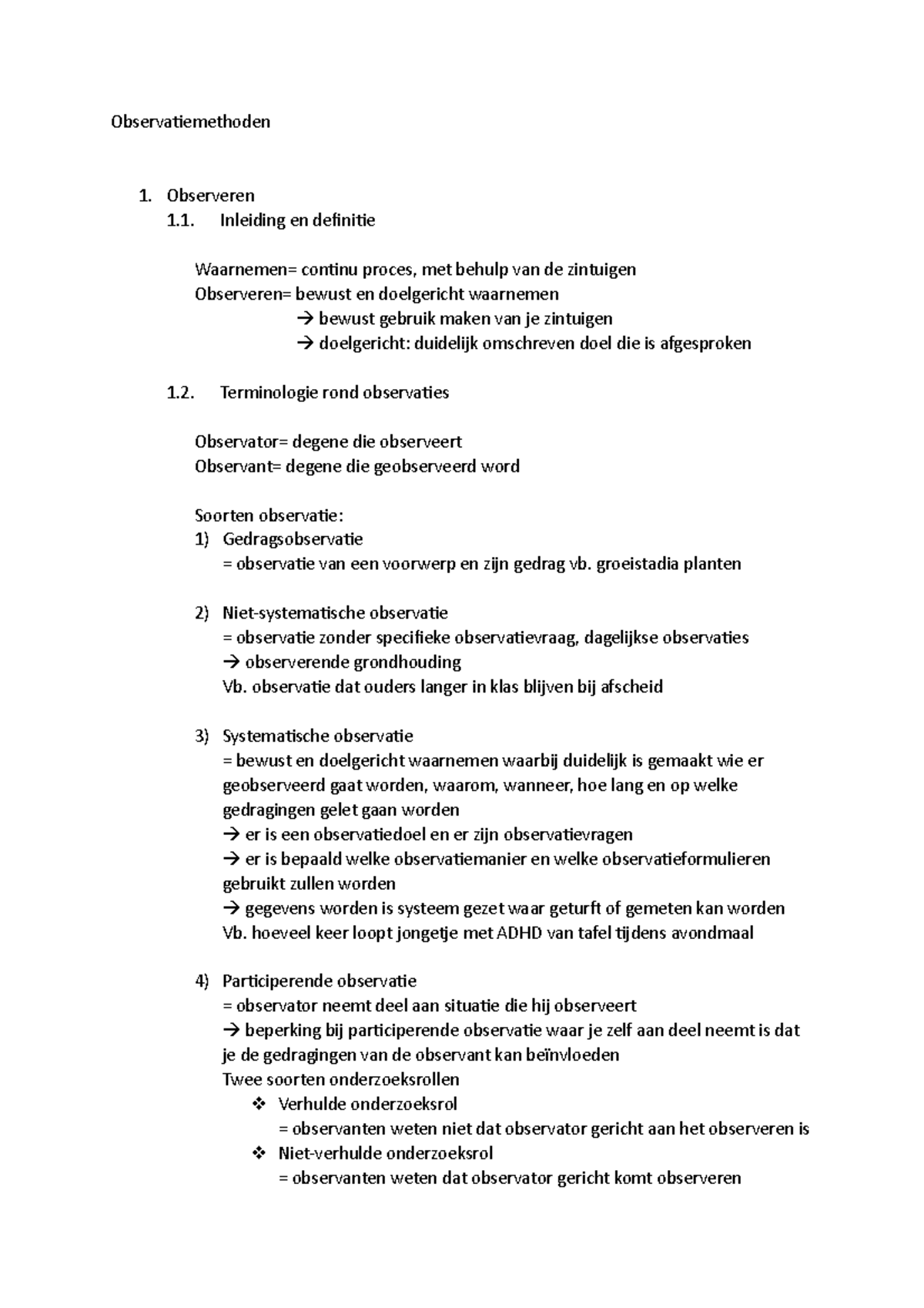 Observatiemethoden 1ste Jaar Professionele Bachelor Orthopedagogie ...