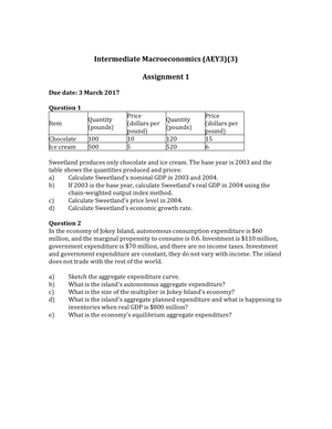 Tutorial 1 Suggested Answer - ECON0016: Macroeconomic Theory And Policy ...