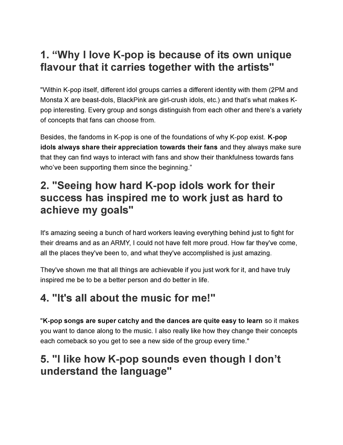 why i love kpop essay