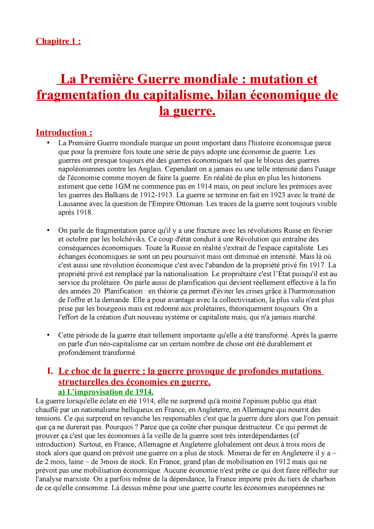 Chapitre La Gm Mutation Et Fragmentation Du Capitalisme Bilan Conomique De La Guerre