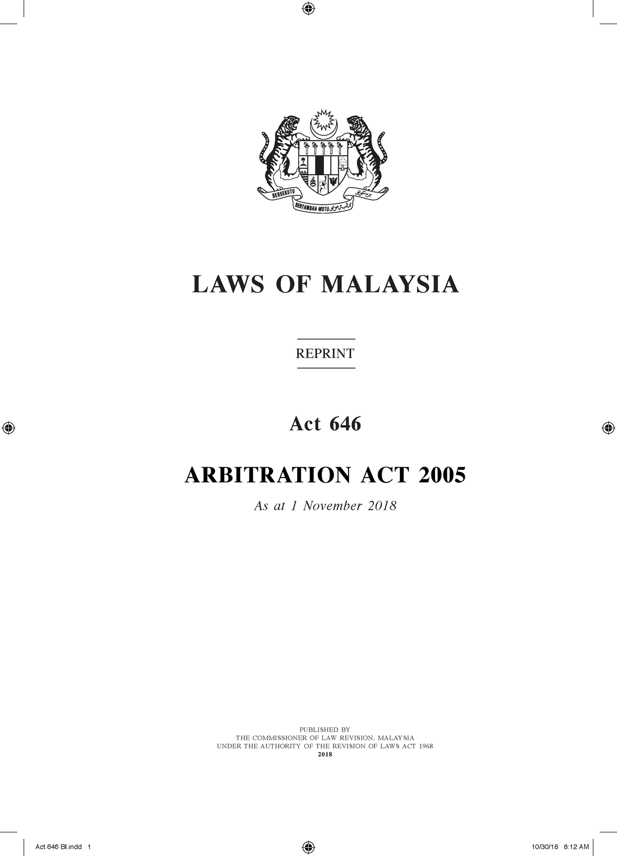 Arbitration Act 2005 - Arbitration 1 LAWS OF MALAYSIA REPRINT Act 646 ...