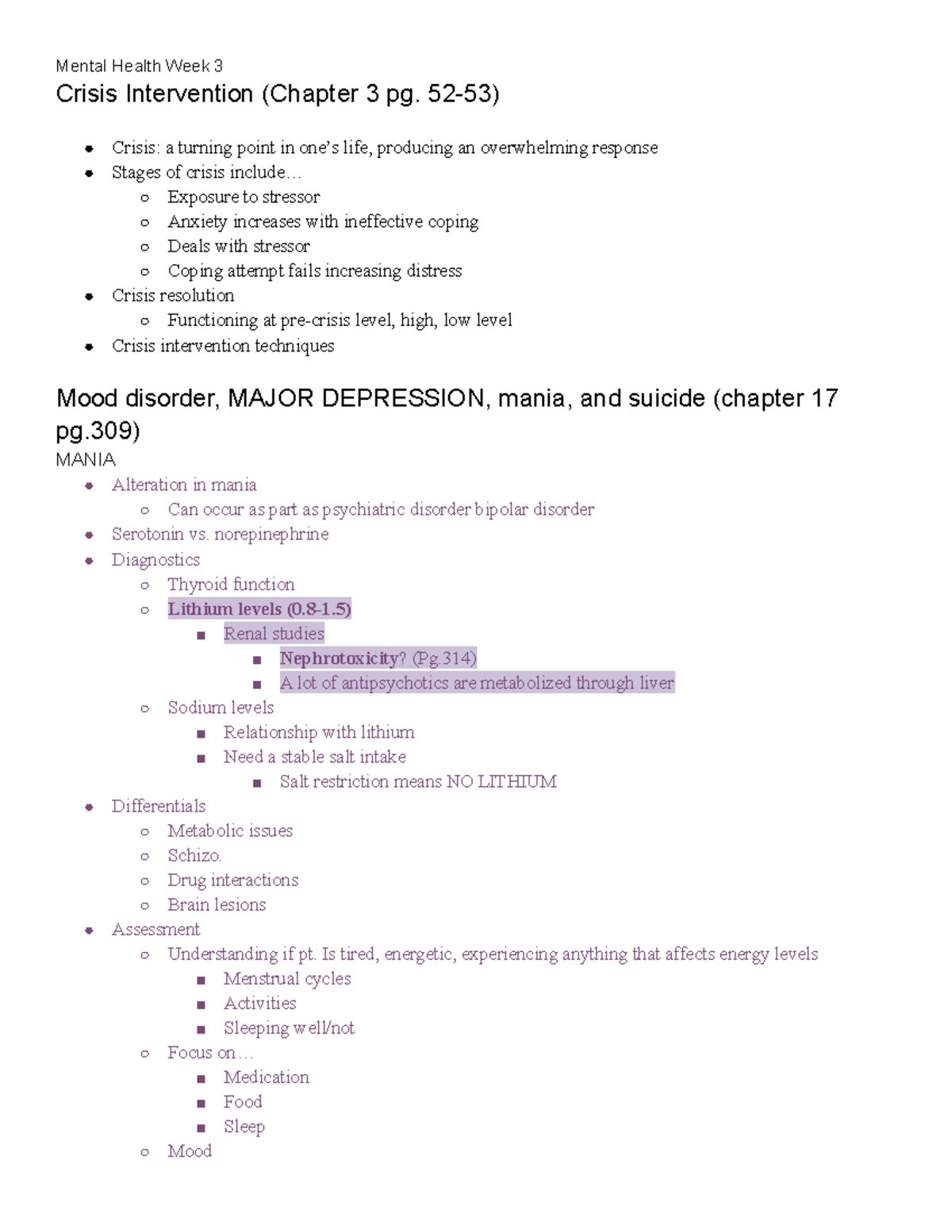 Mental Health Week 3 - Lecture Notes 3 - Crisis Intervention (Chapter 3 ...